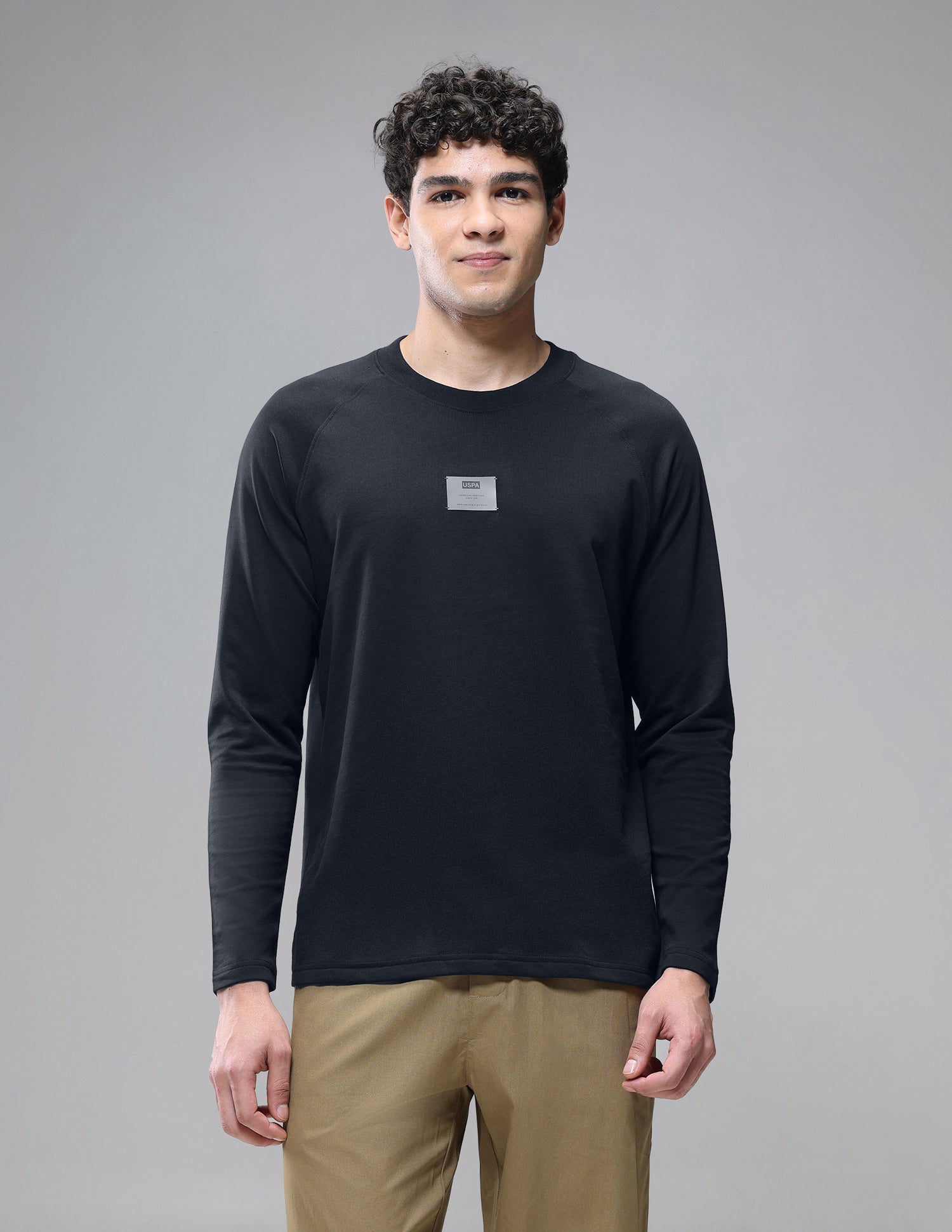 Raglan Full Sleeve Loopknit Lounge T-Shirt Uspa Black - U.S. Polo Assn. India | Large