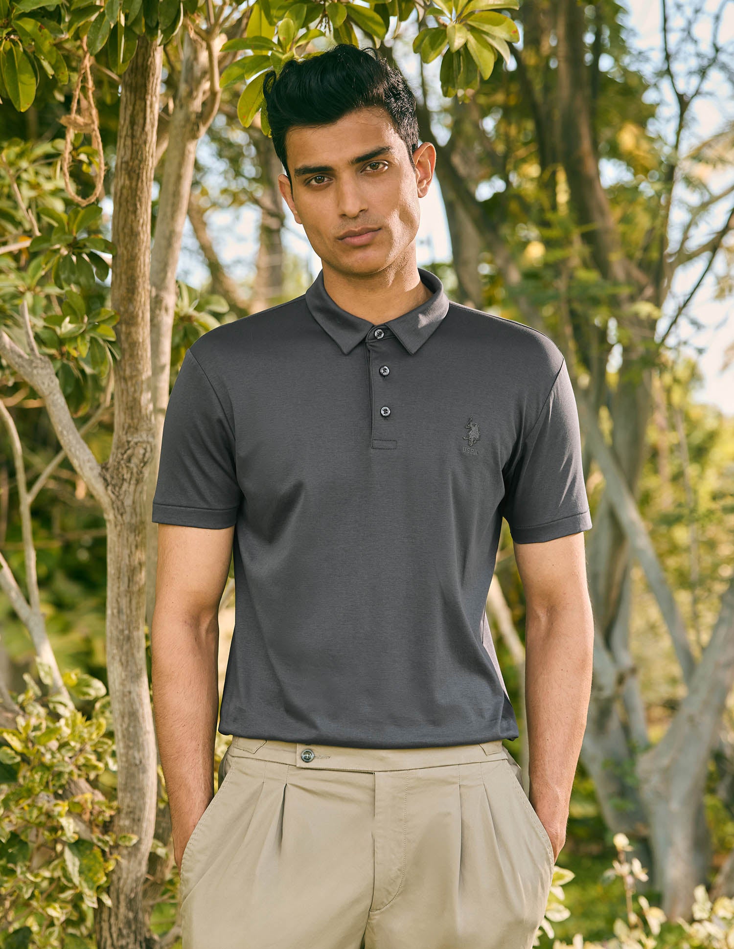 Pacho X Slim Fit Solid Polo Shirt Dark Grey - U.S. POLO ASSN. | Large