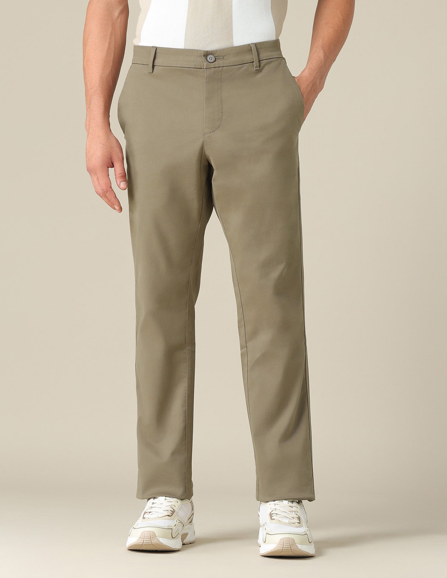 Denver Slim Fit Dobby Trousers Brown - U.S. POLO ASSN. | Large
