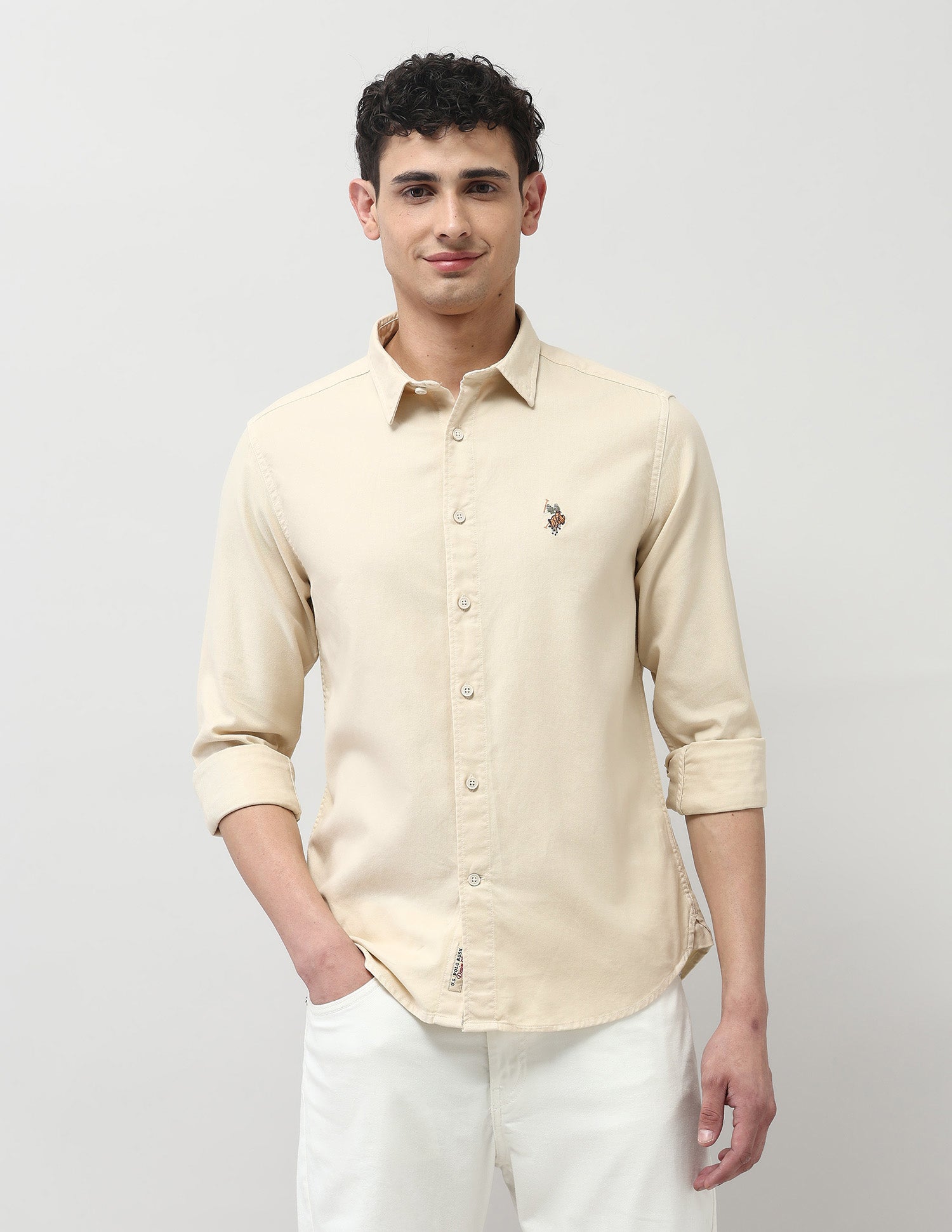 Twill Pure Cotton Shirt White - U.S. POLO ASSN. | Large