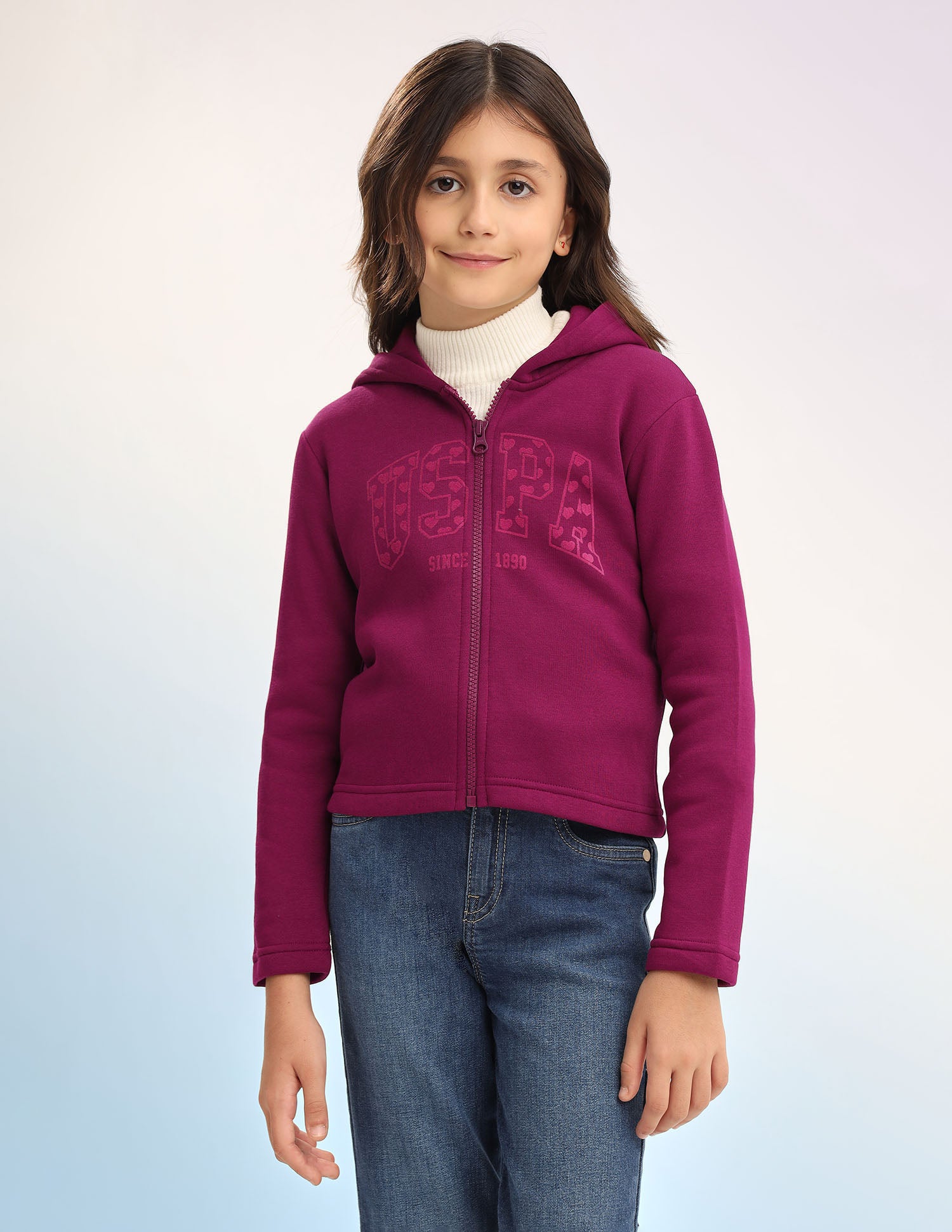 Brand Printed Regular Fit Sweatshirt Wine - U.S. POLO ASSN. | Large