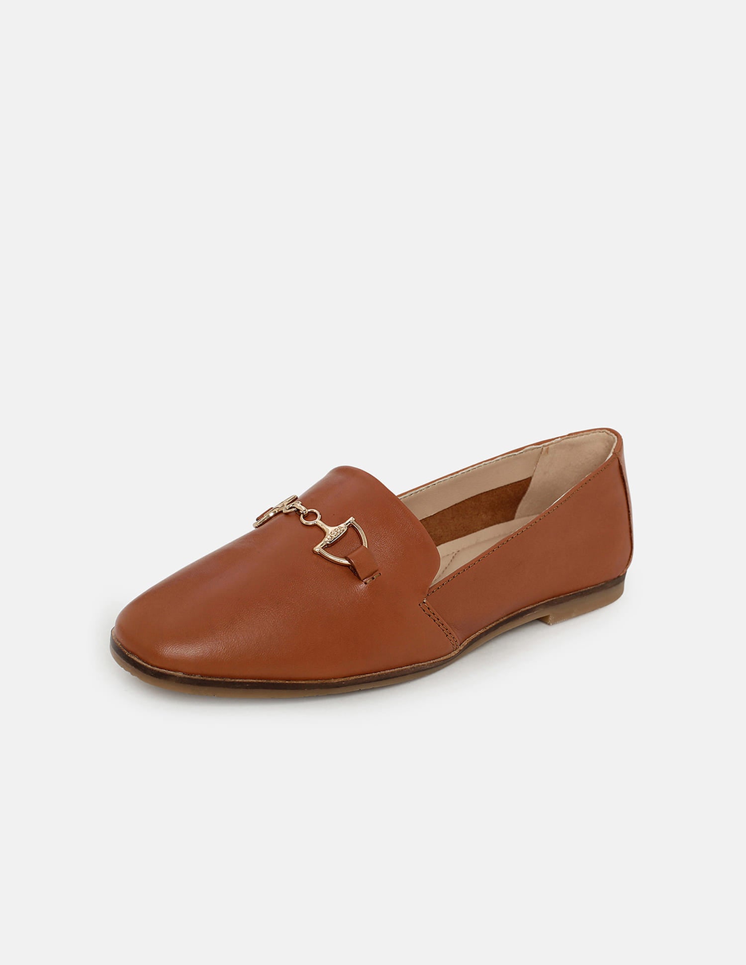 Emera Metallic Accent Round Toe Loafers Tan - U.S. Polo Assn. India | Large