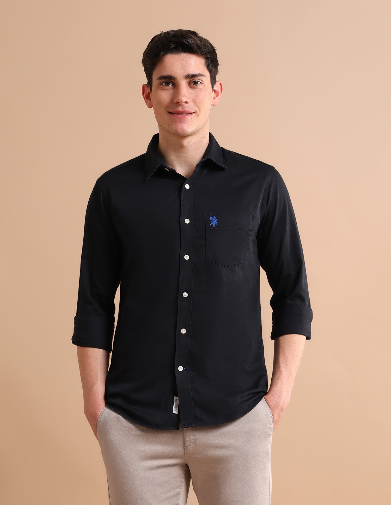 Tailored Satin Shirt Black - U.S. POLO ASSN. | Large