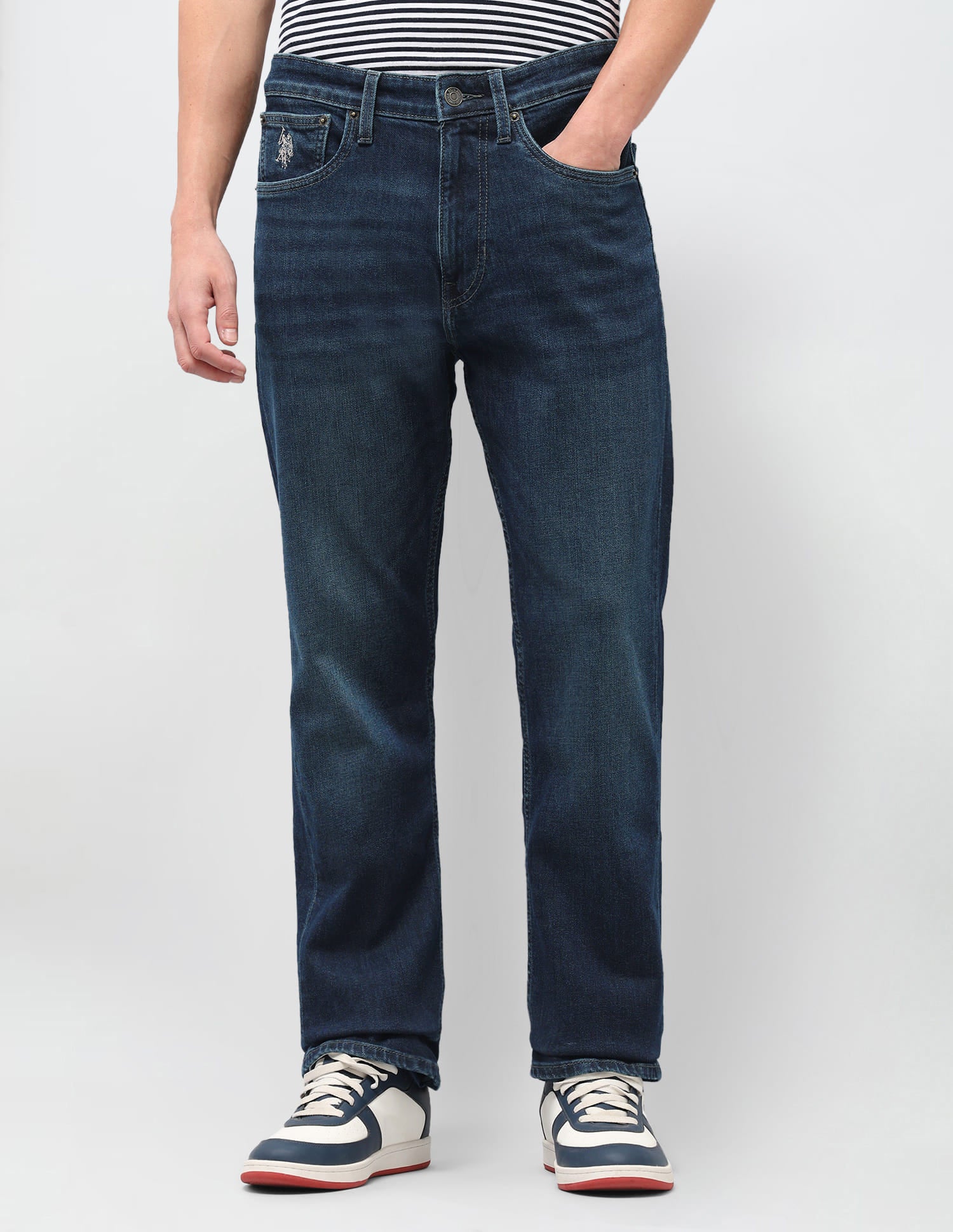 Solid Tapered Fit Jeans Blue - U.S. Polo Assn. India | Large