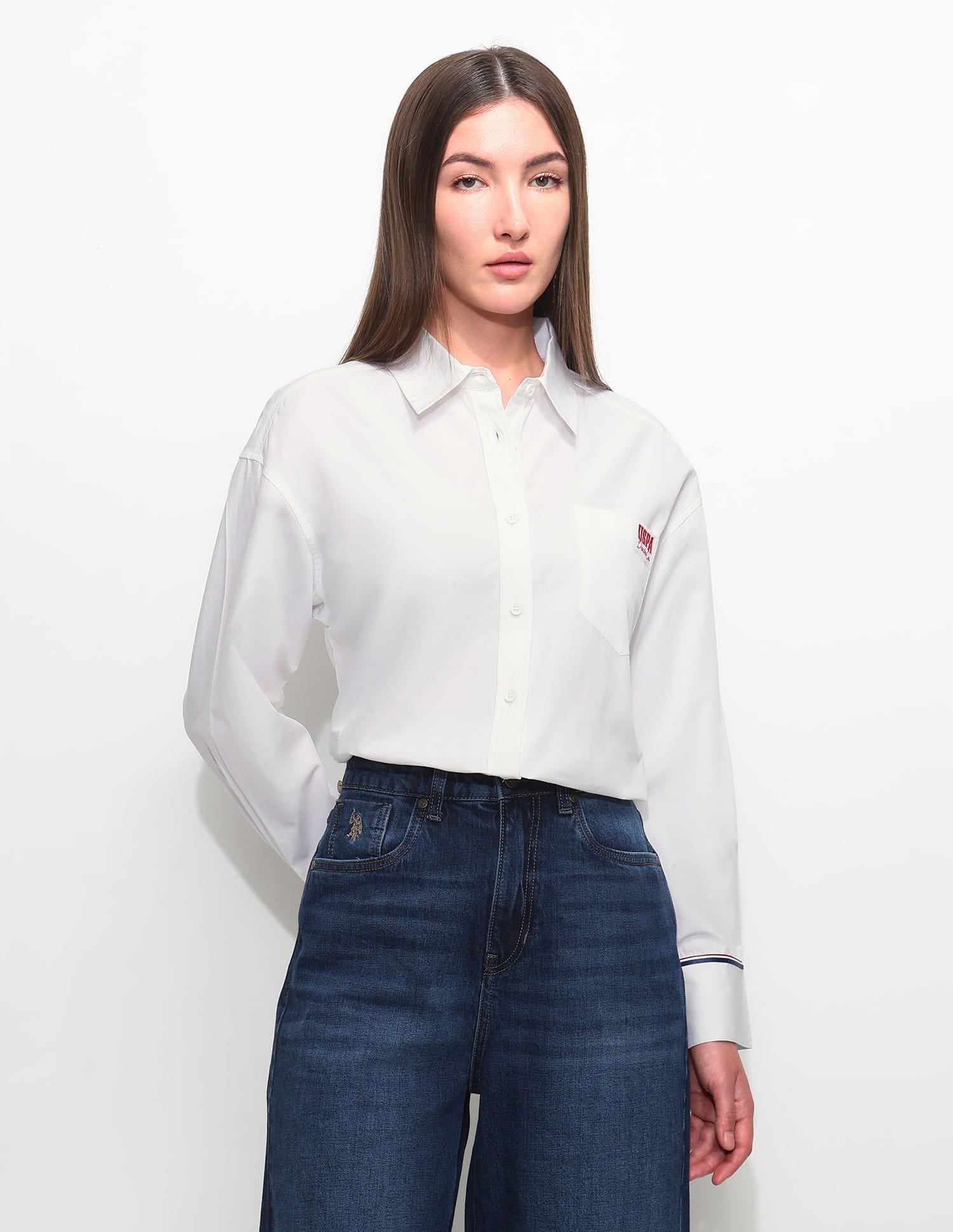Relaxed Brand Embroidered Shirt White - U.S. Polo Assn. India | Large