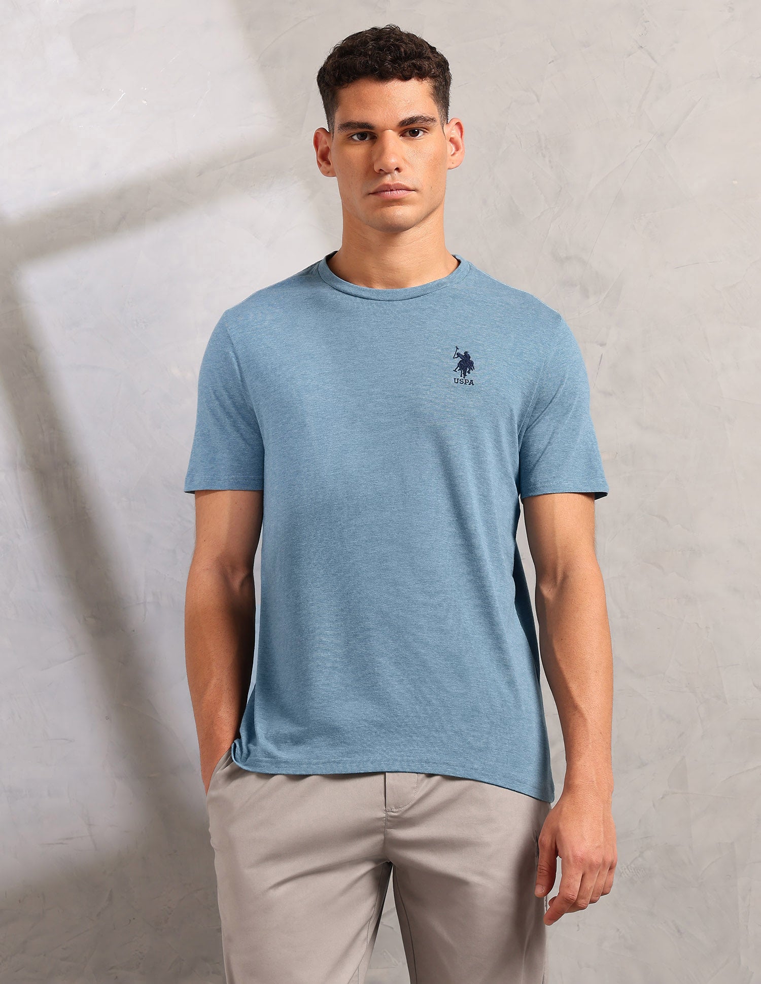 Antibacterial Comfort Fit Pe003 Lounge T-Shirt - Pack Of 1 Blue Melange - U.S. POLO ASSN. | Large