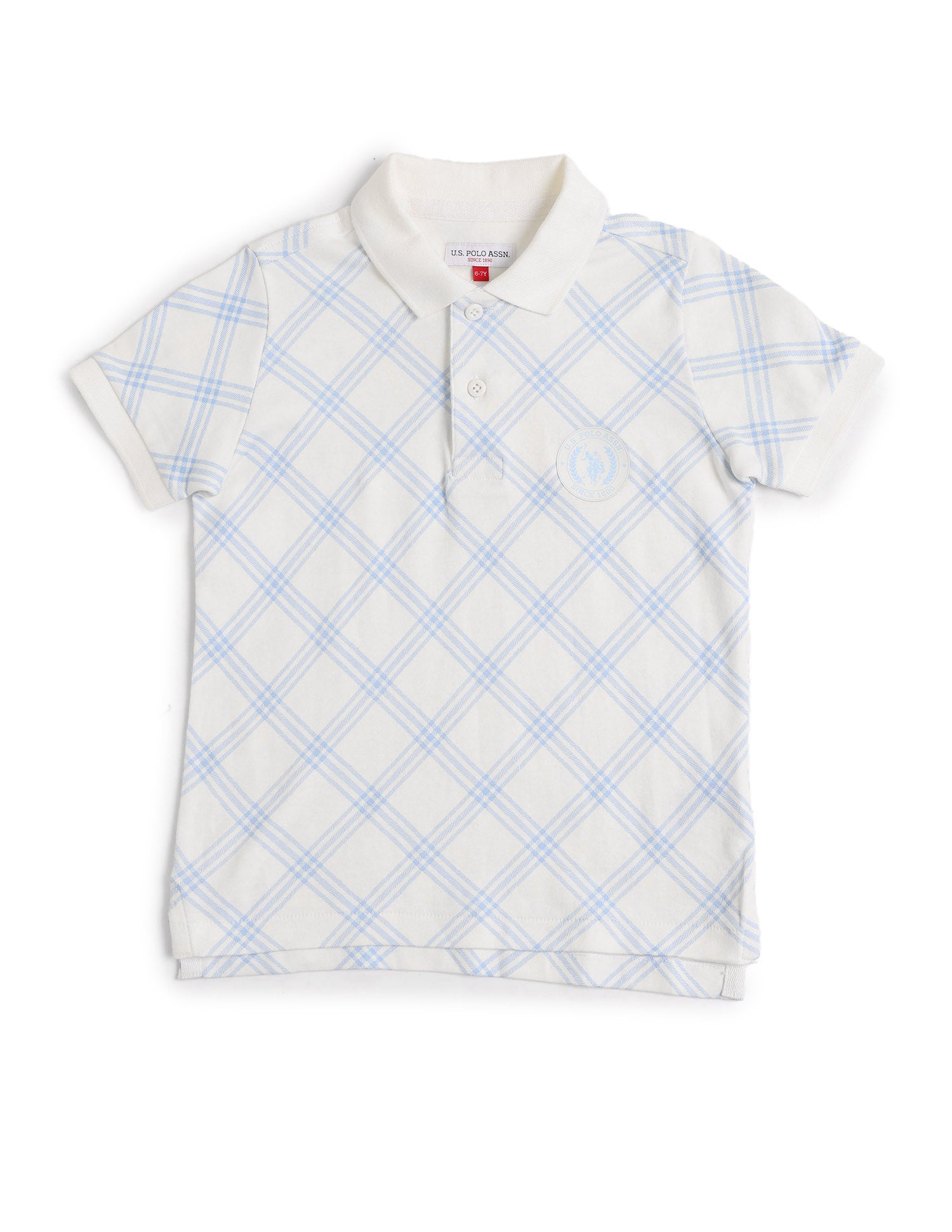 Boys Checked Regular Fit Polo Shirt White - U.S. POLO ASSN. | Large
