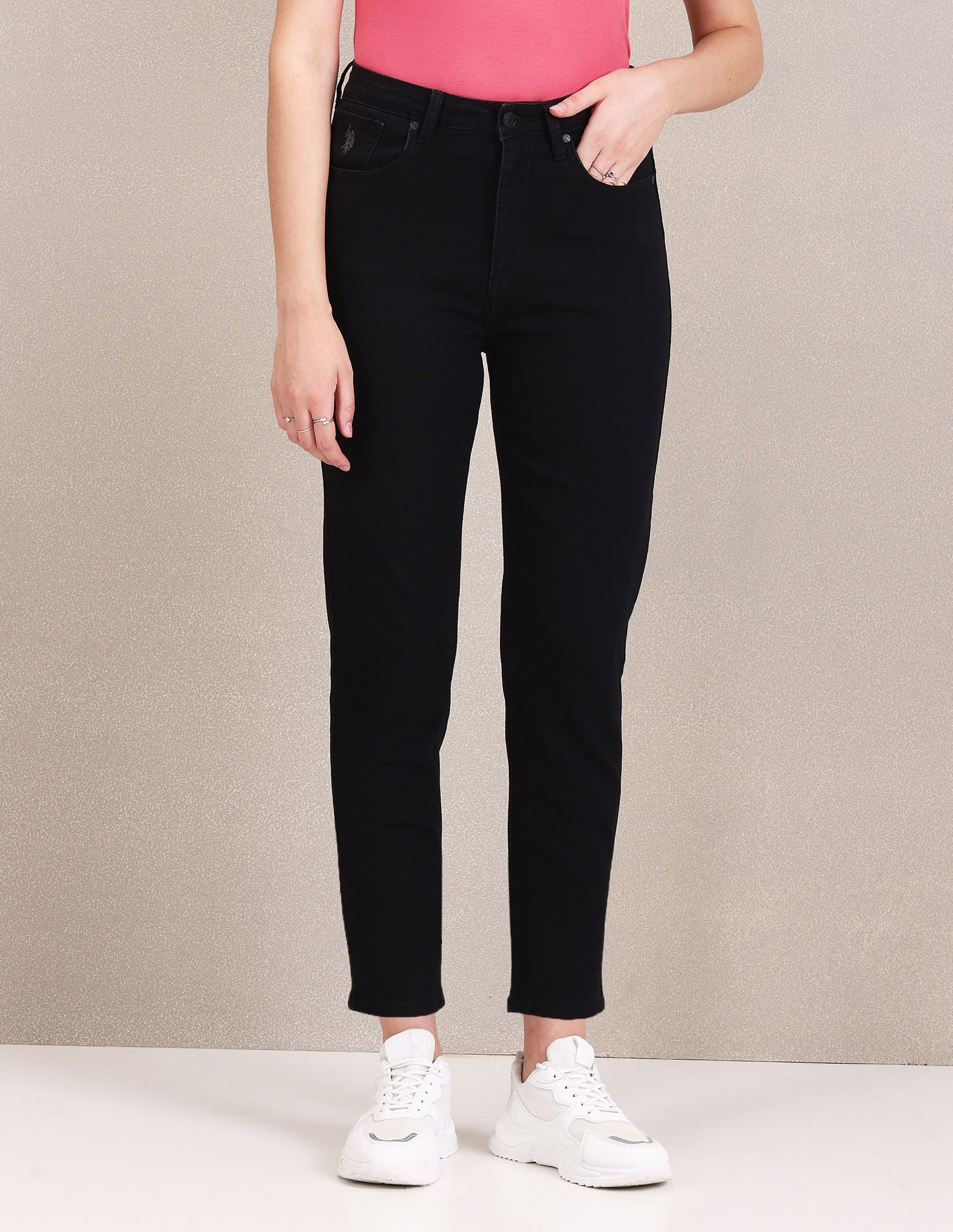 High Rise Slim Fit Jeans Black - U.S. POLO ASSN. | Large