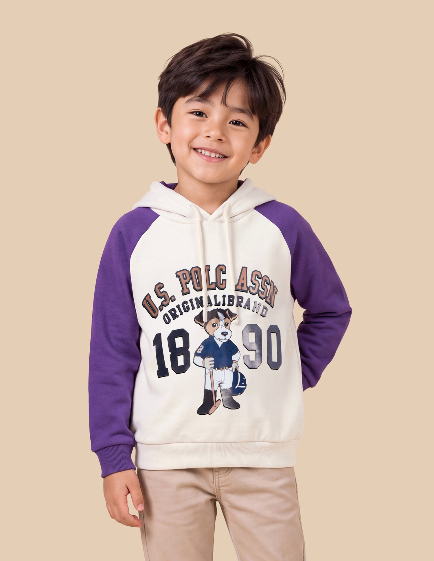 Graphic Brand Printed Regular Fit Sweatshirt Cream - U.S. Polo Assn. India | Large