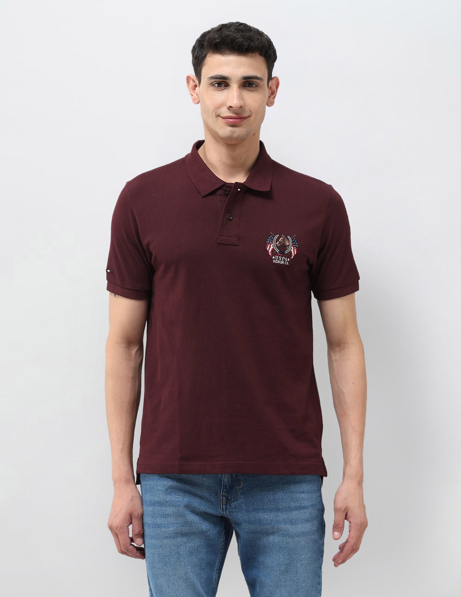 Solid Muscle Fit Polo Shirt Wine - U.S. POLO ASSN. | Large