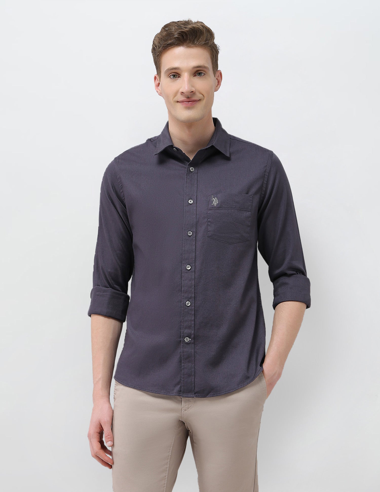New Port Marina Dobby Shirt Dark Grey - U.S. Polo Assn. India | Large