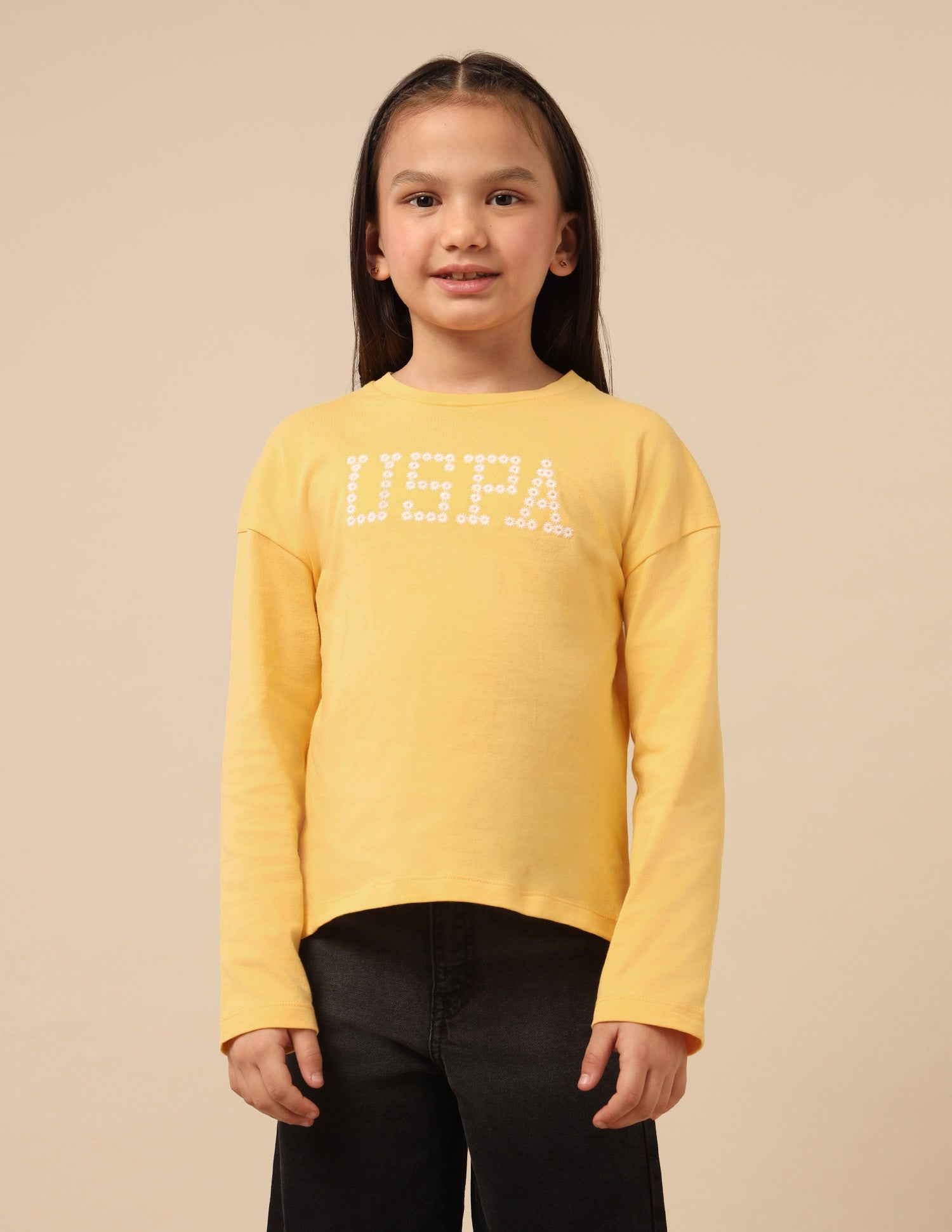 Girls Brand Embroidered Regular Fit Top Yellow - U.S. POLO ASSN. | Large