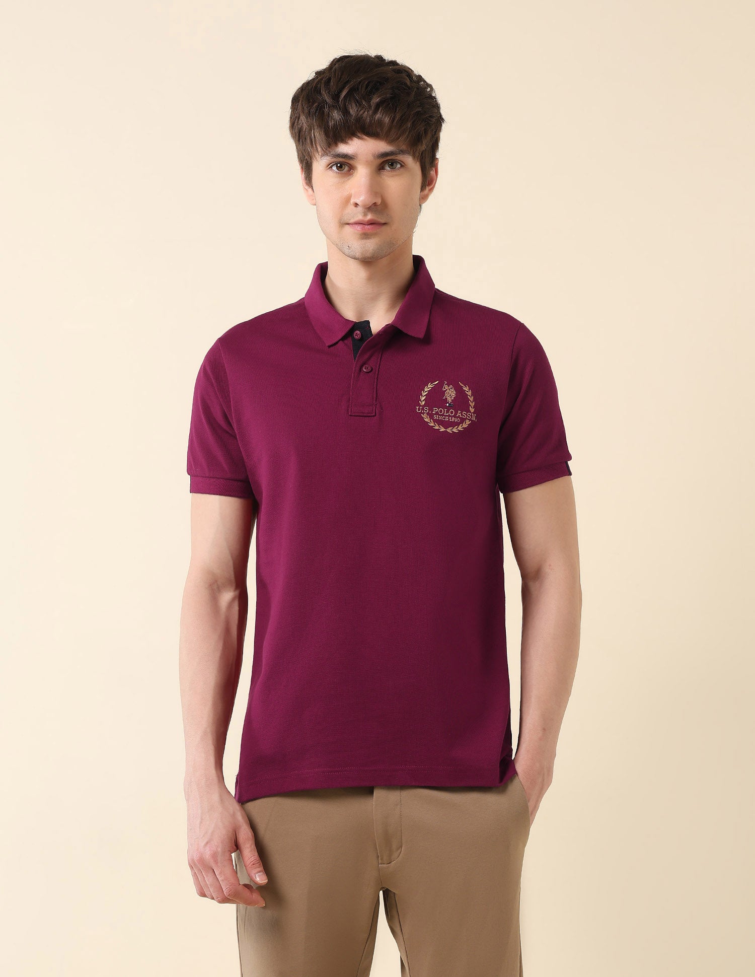 Pure Cotton Slim Fit Classic Polo Shirt Dark Red - U.S. Polo Assn. India | Large
