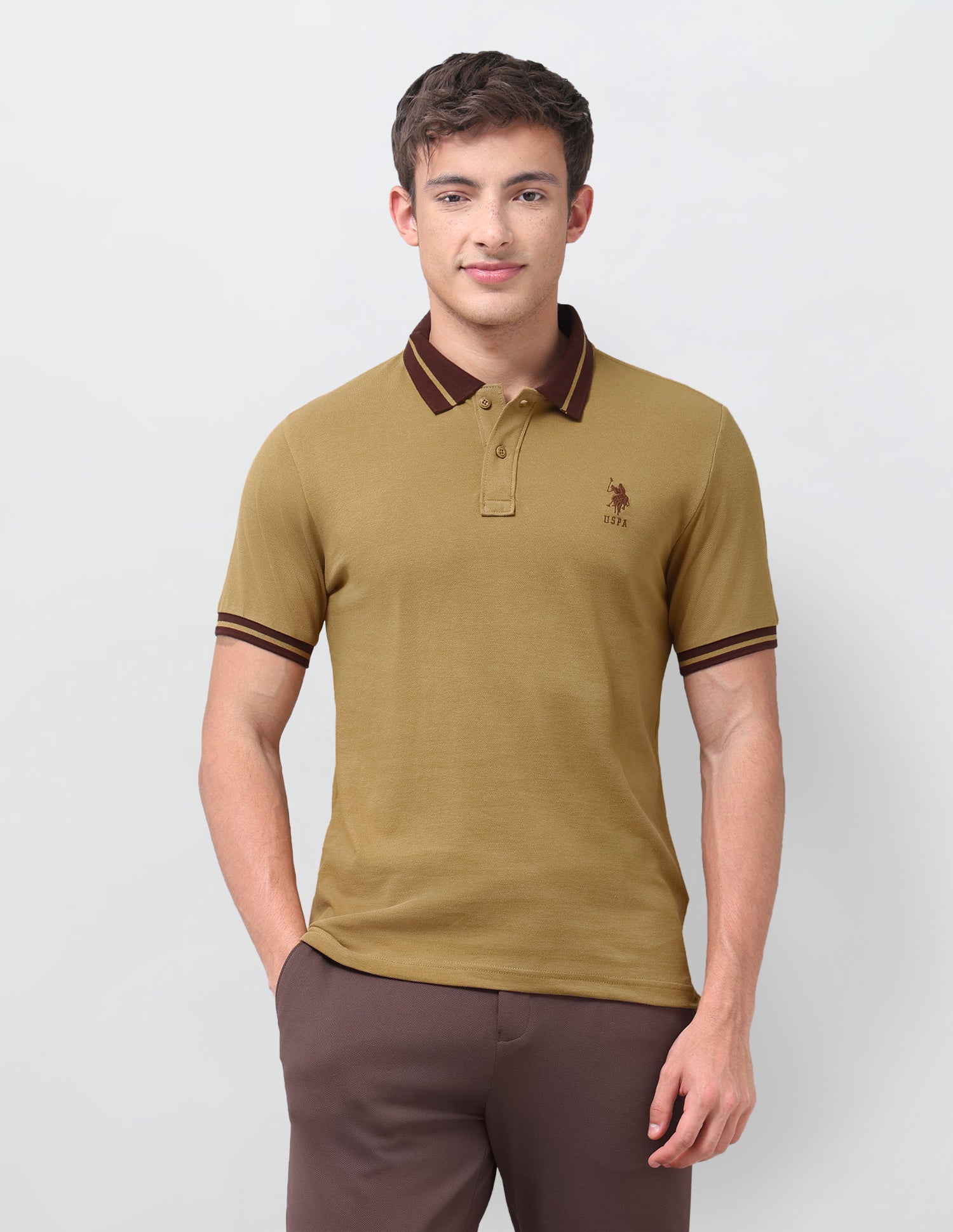 Solid Regular Fit Polo Shirt Mustard - U.S. Polo Assn. India | Large