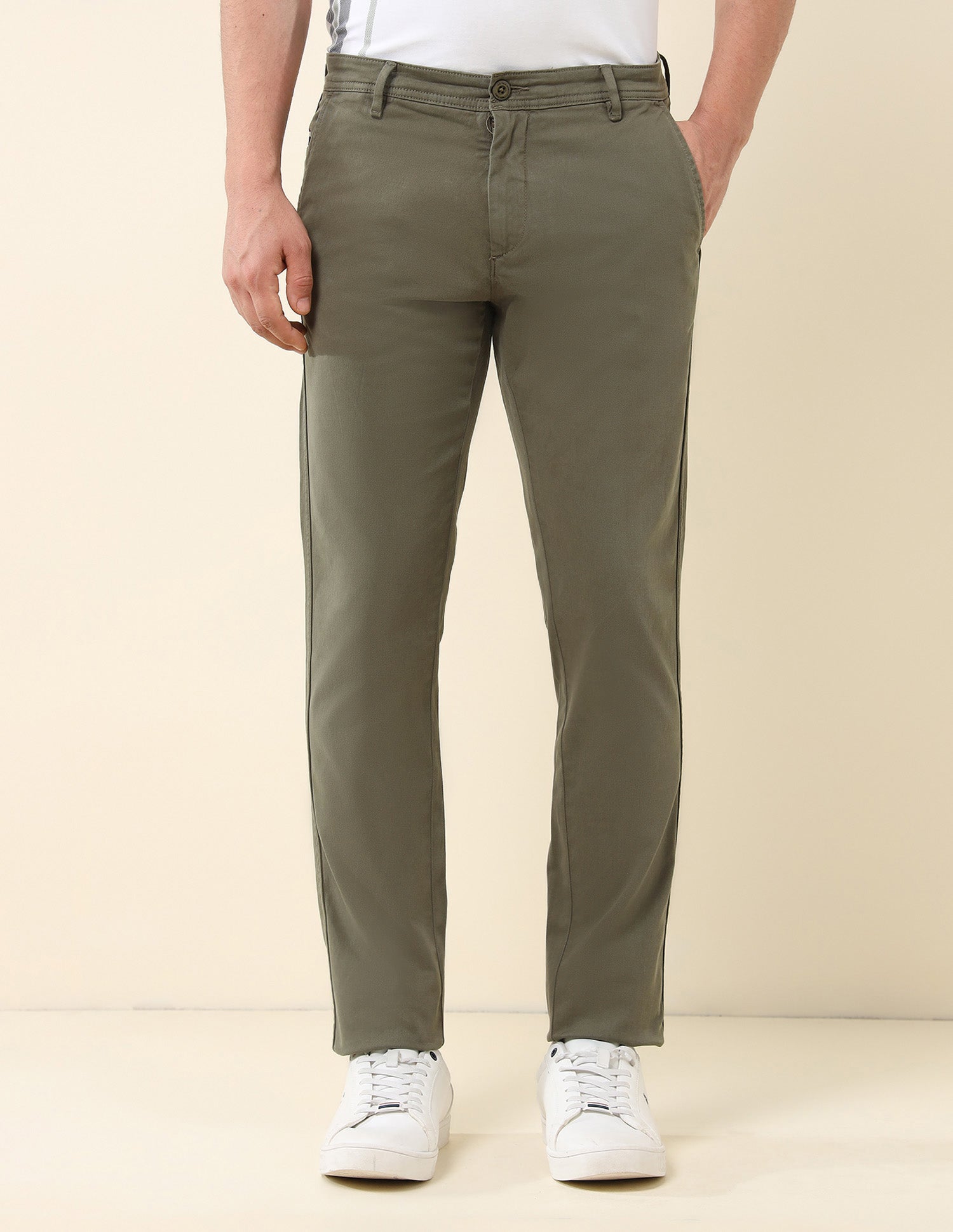 Austin Slim Fit Twill Trousers Olive - U.S. Polo Assn. India | Large