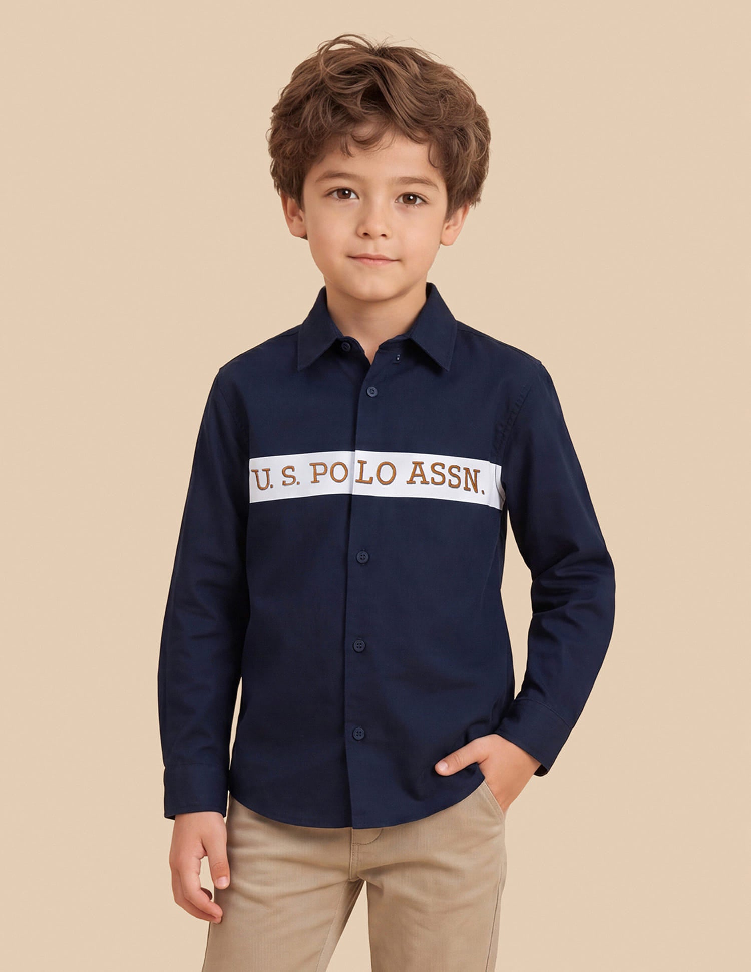 Colourblocked Regular Fit Shirt Navy - U.S. Polo Assn. India | Large