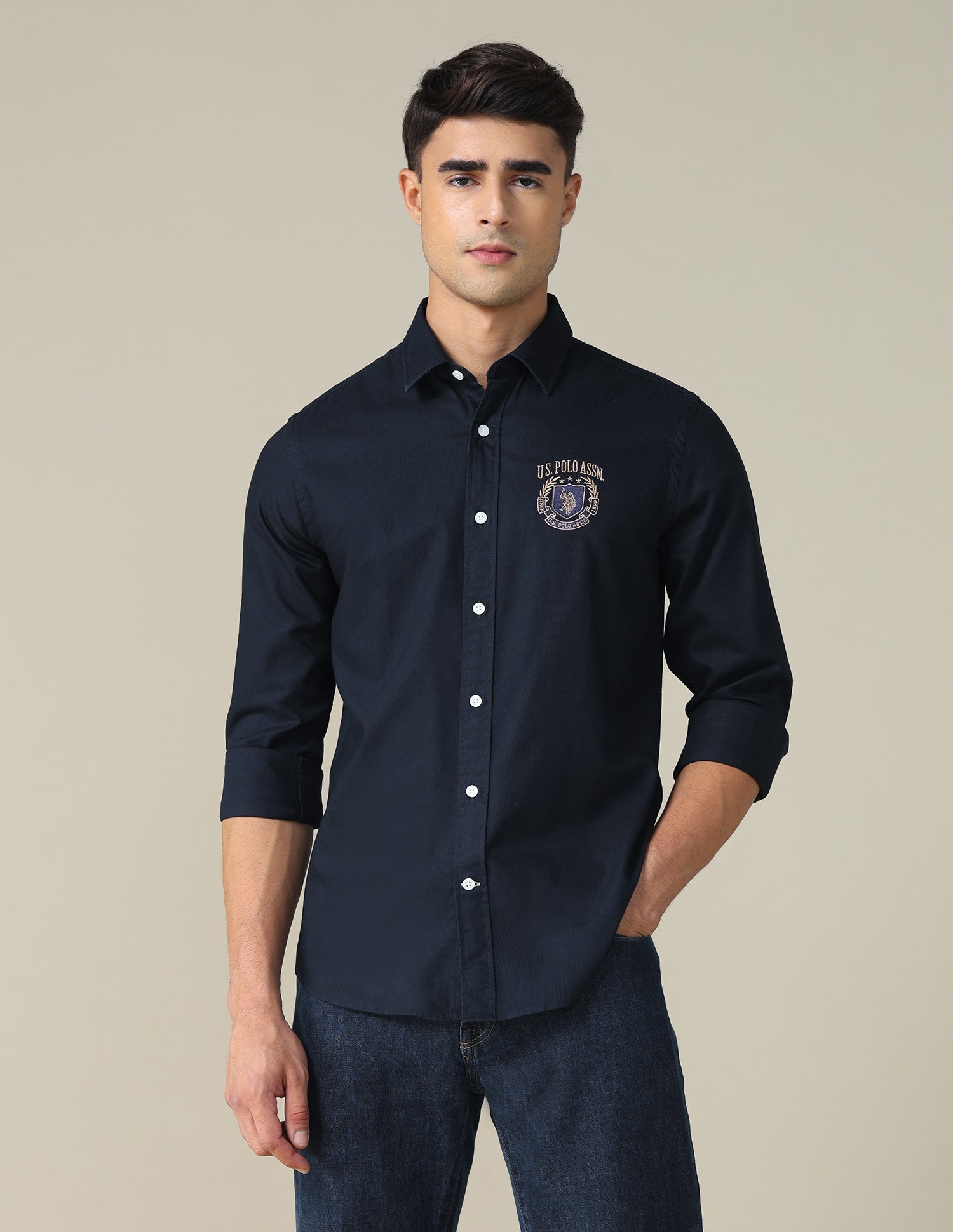 Oxford Tailored Fit Shirt Navy - U.S. POLO ASSN. | Large