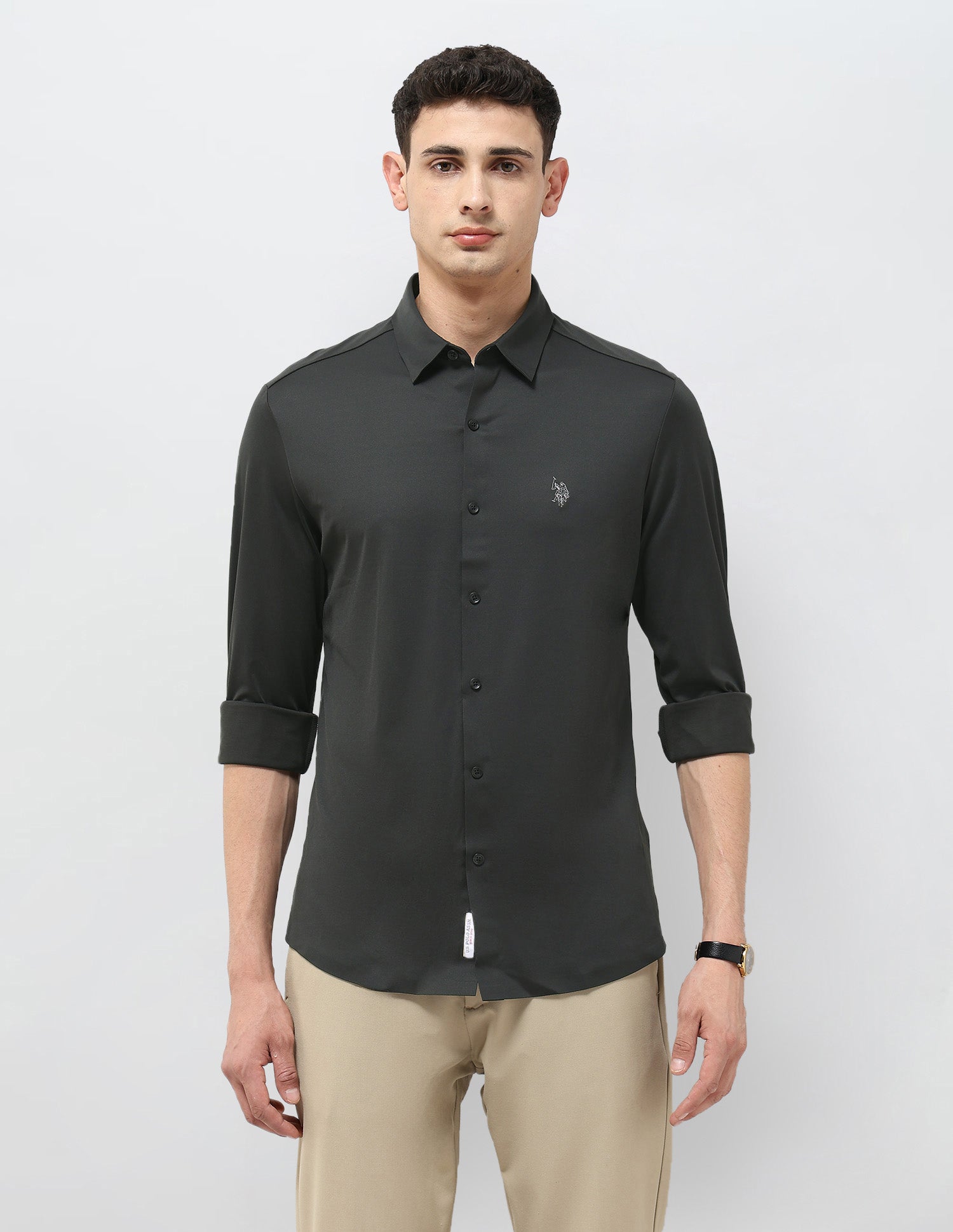 Solid Tailored Fit Shirt Dark Grey - U.S. POLO ASSN. | Large