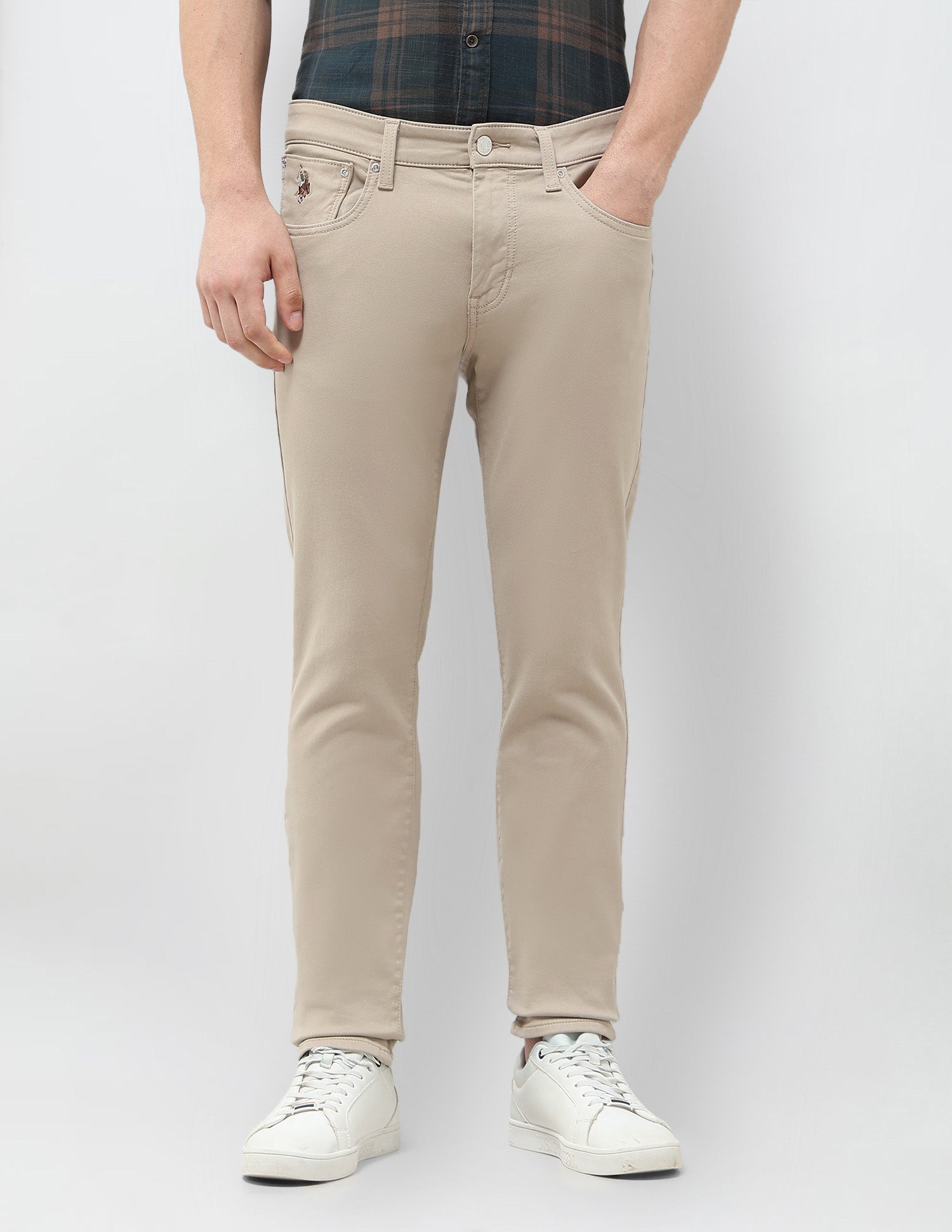 Brandon Slim Tapered Fit Mid Rise Jeans Beige - U.S. POLO ASSN. | Large