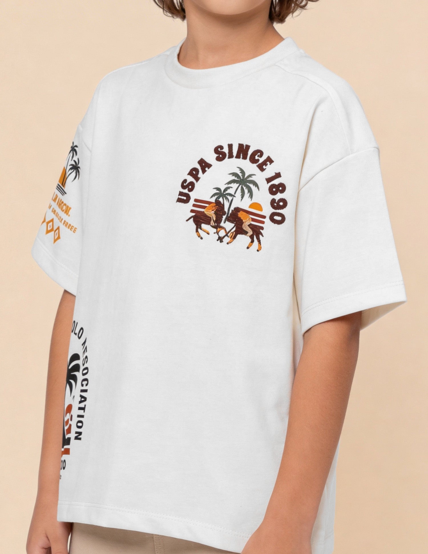 Graphic Brand Printed Oversized Fit T-Shirt Off White - U.S. Polo Assn. India | Large