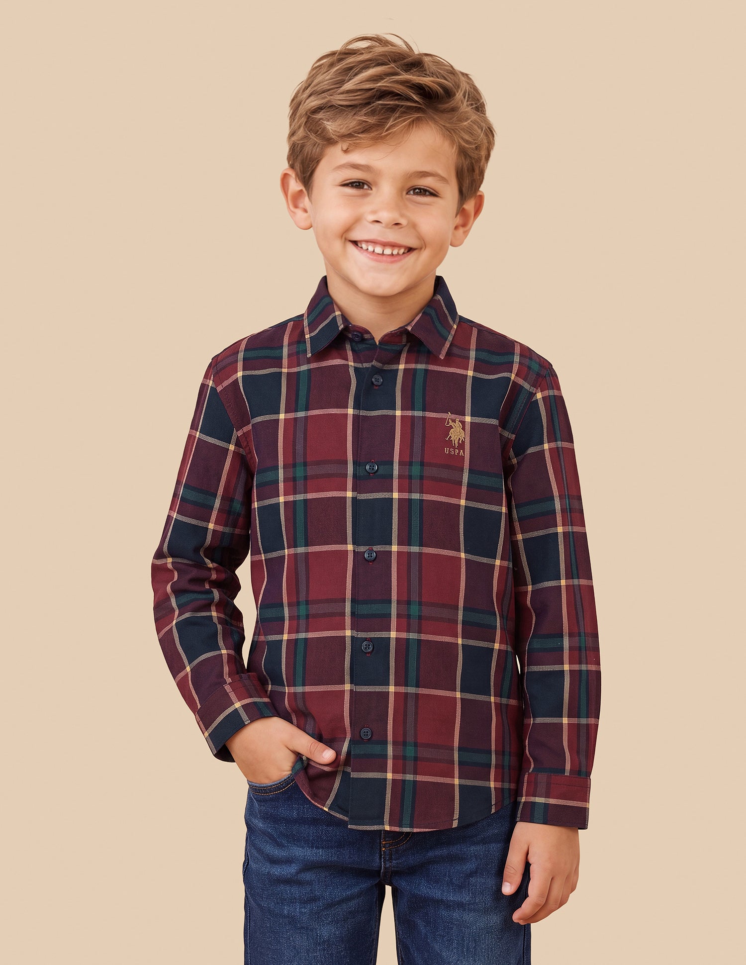 Tartan Checked Regular Fit Shirt Red - U.S. Polo Assn. India | Large