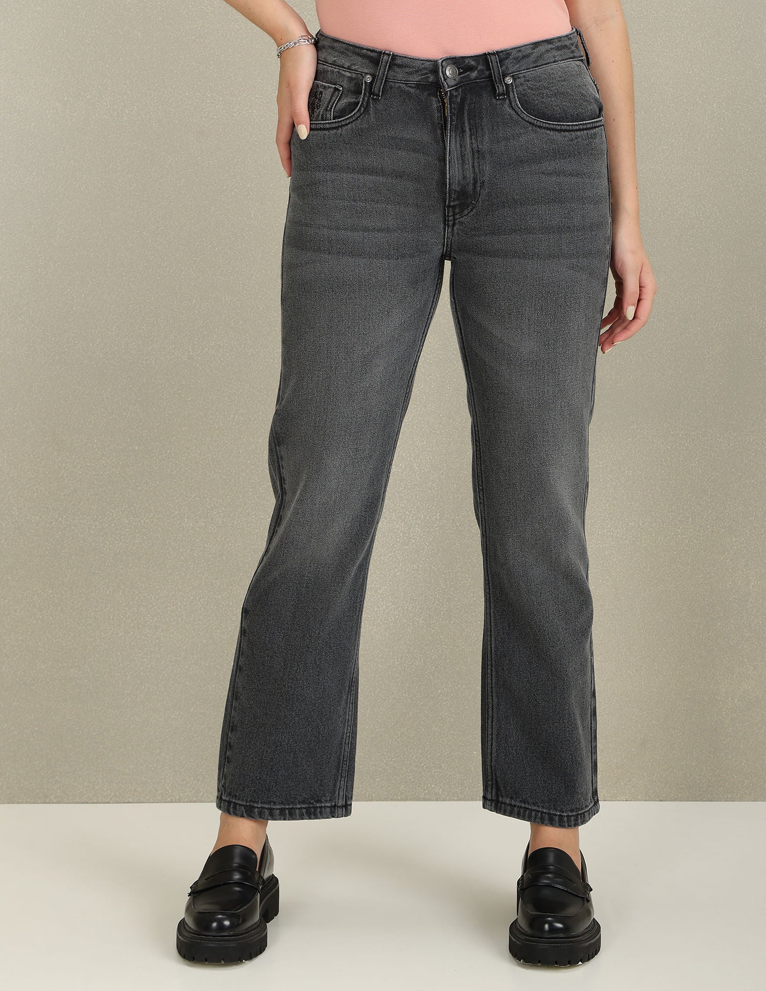 Straight Fit Mid Rise Jeans Grey - U.S. Polo Assn. India | Large