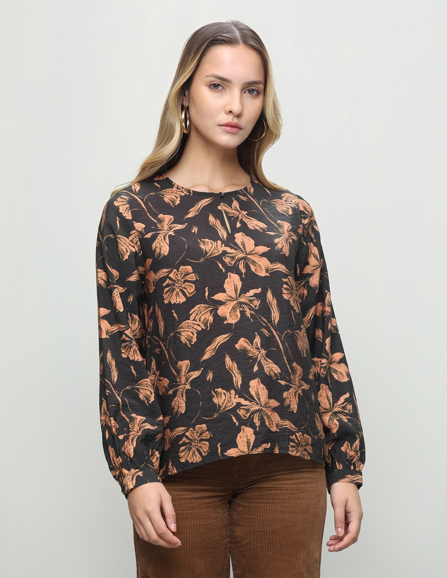 Floral Printed Regular Fit Top Black - U.S. Polo Assn. India | Large
