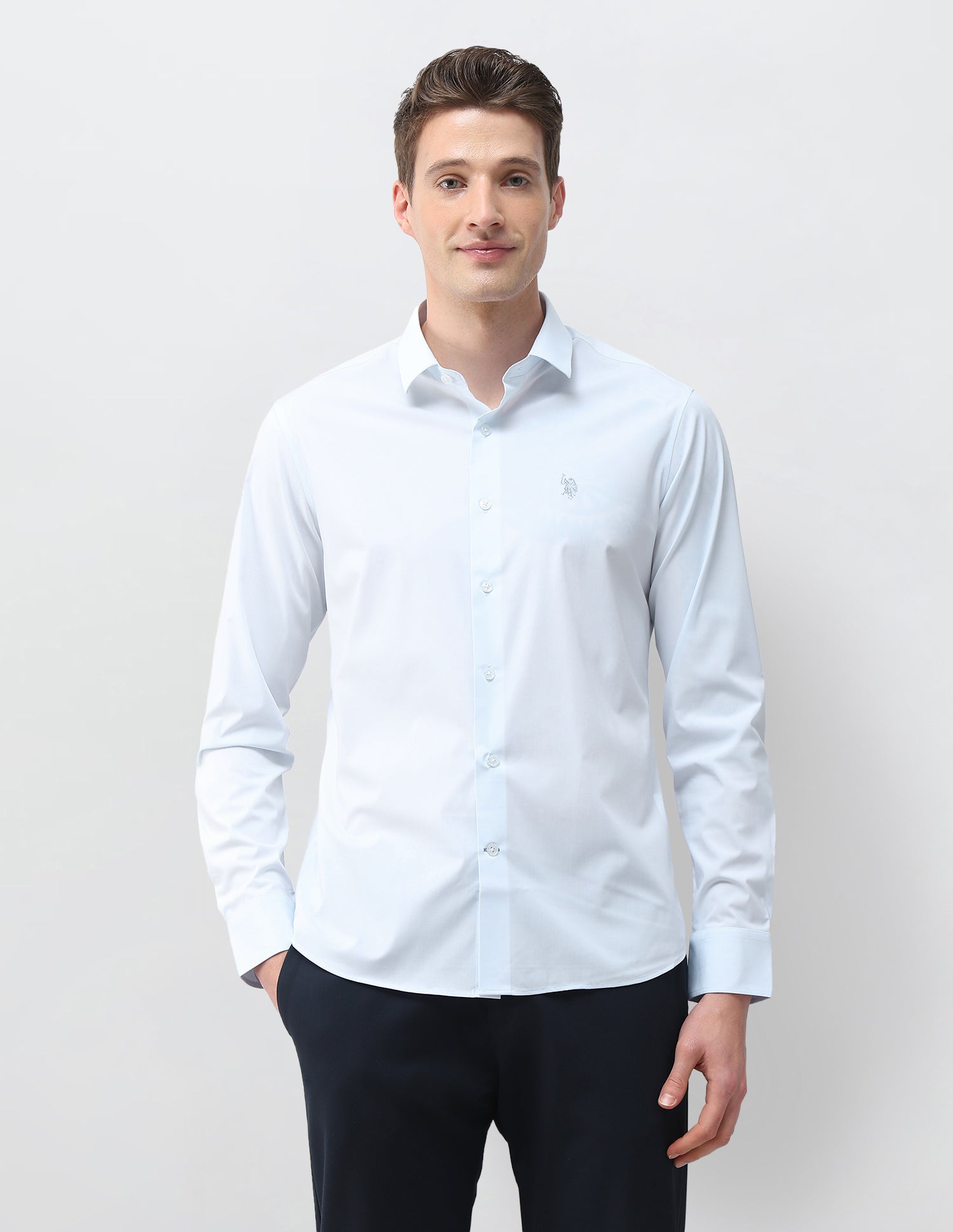 Aeris Solid Regular Fit Shirt Light Blue - U.S. Polo Assn. India | Large