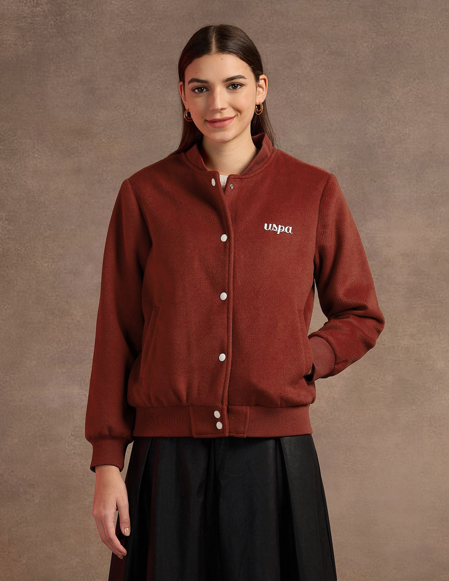 Varsity Collar Regular Jacket Rust - U.S. POLO ASSN. | Large