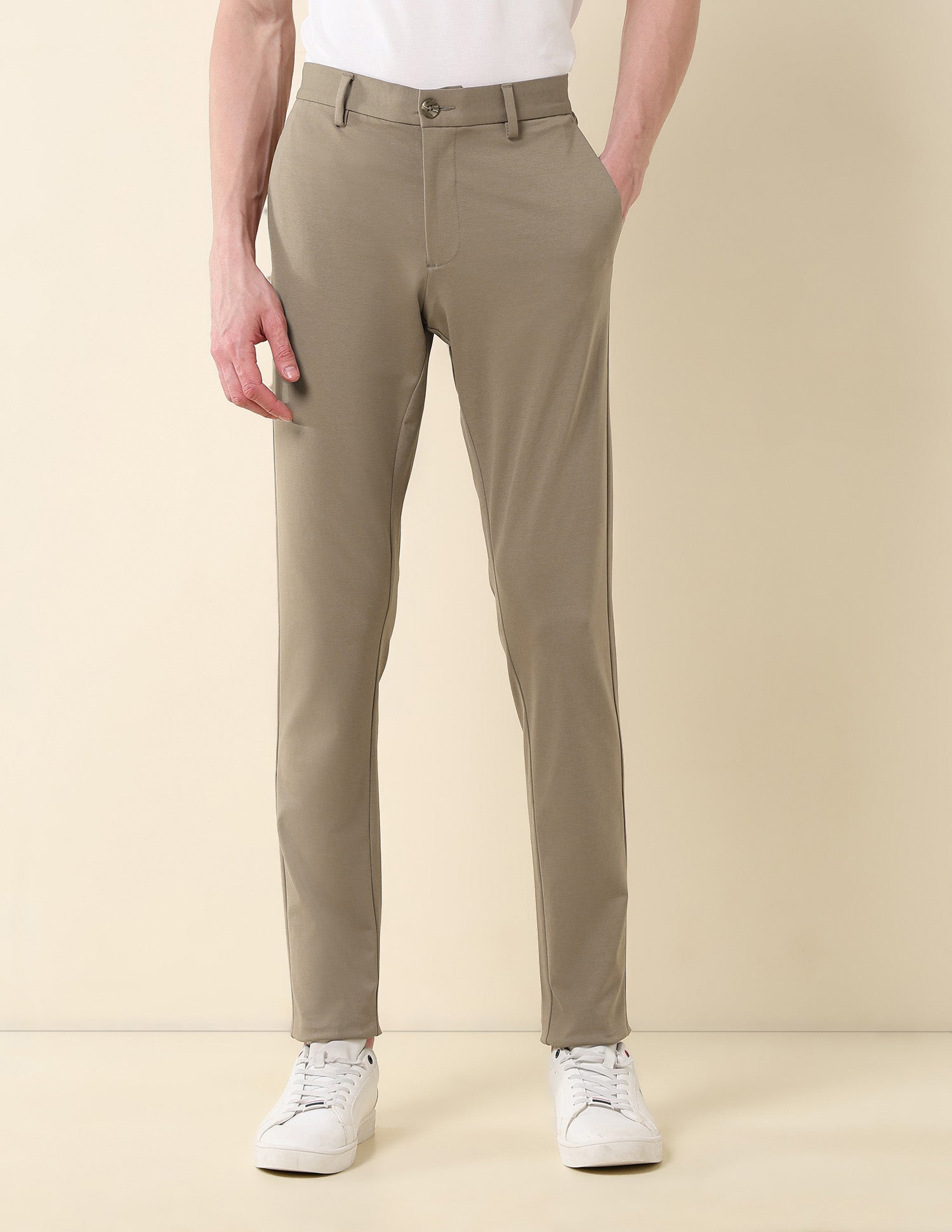 Solid Austin Slim Fit Twill Trousers Khaki - U.S. POLO ASSN. | Large