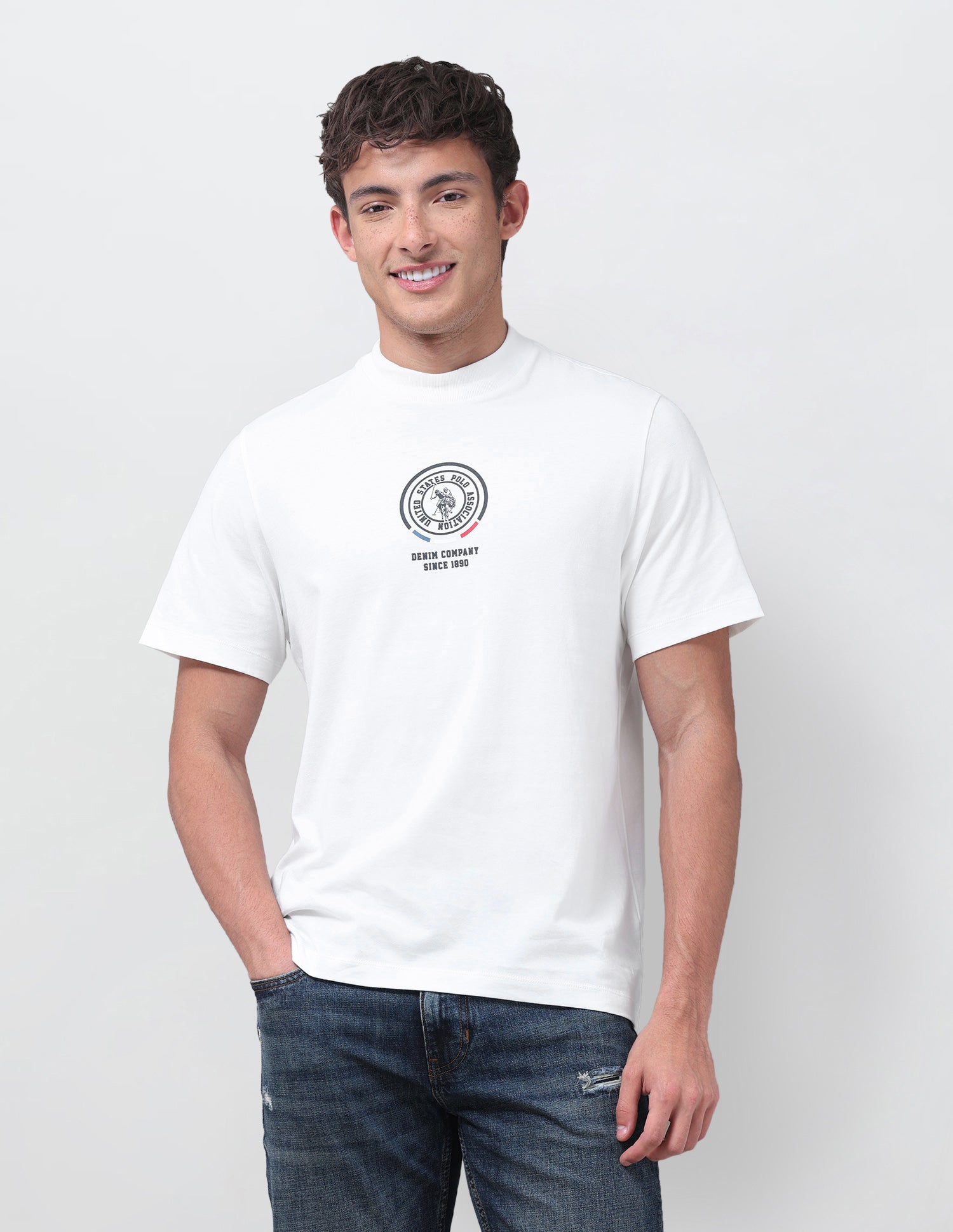 Solid Relaxed Fit T-Shirt Ivory - U.S. Polo Assn. India | Large