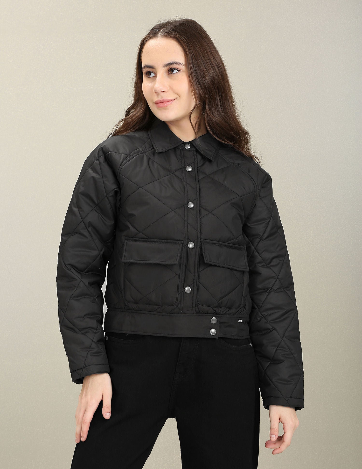 Solid Quilted Jacket Black - U.S. POLO ASSN. | Large