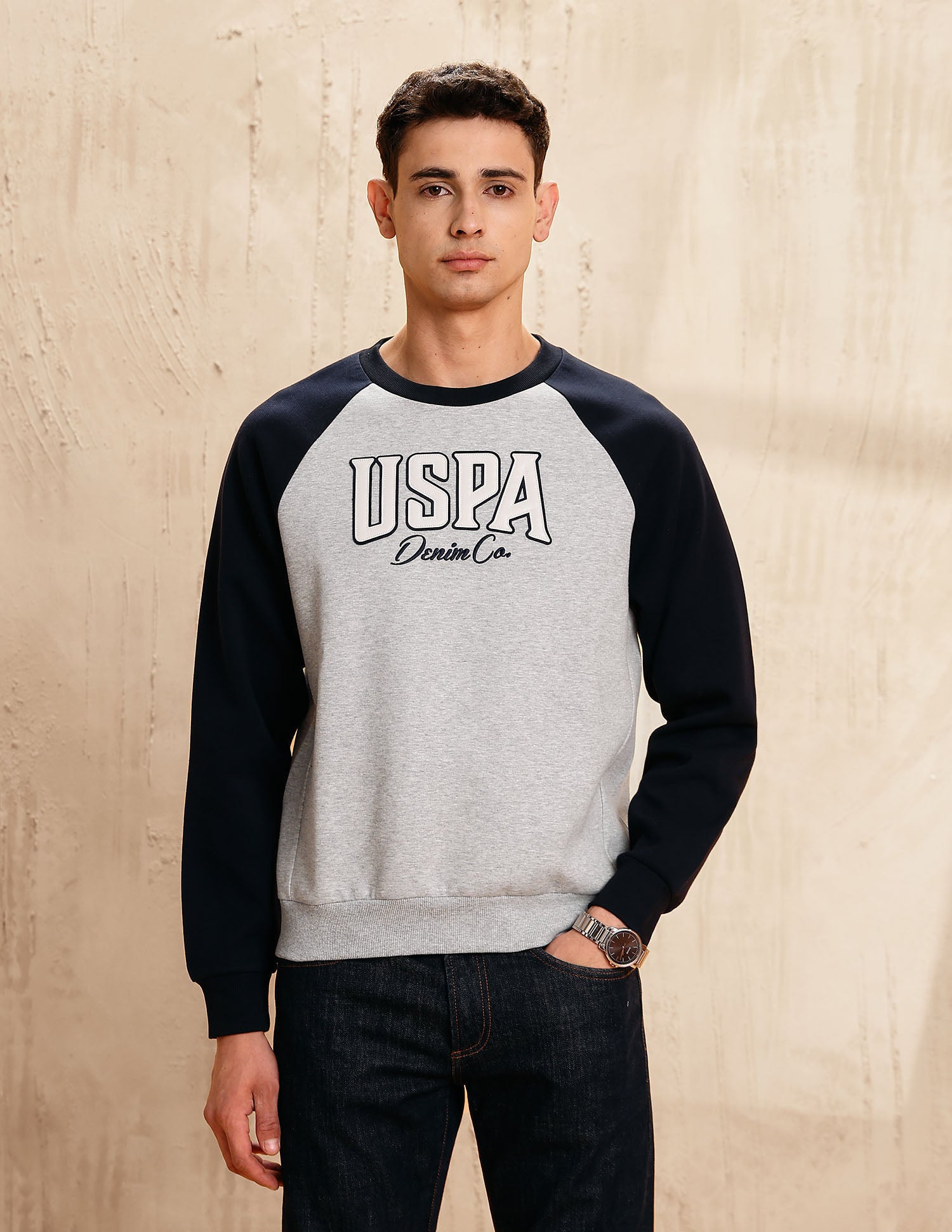 Brand Embossed Legend Of Horseshoe Sweatshirt Grey - U.S. POLO ASSN. | Large