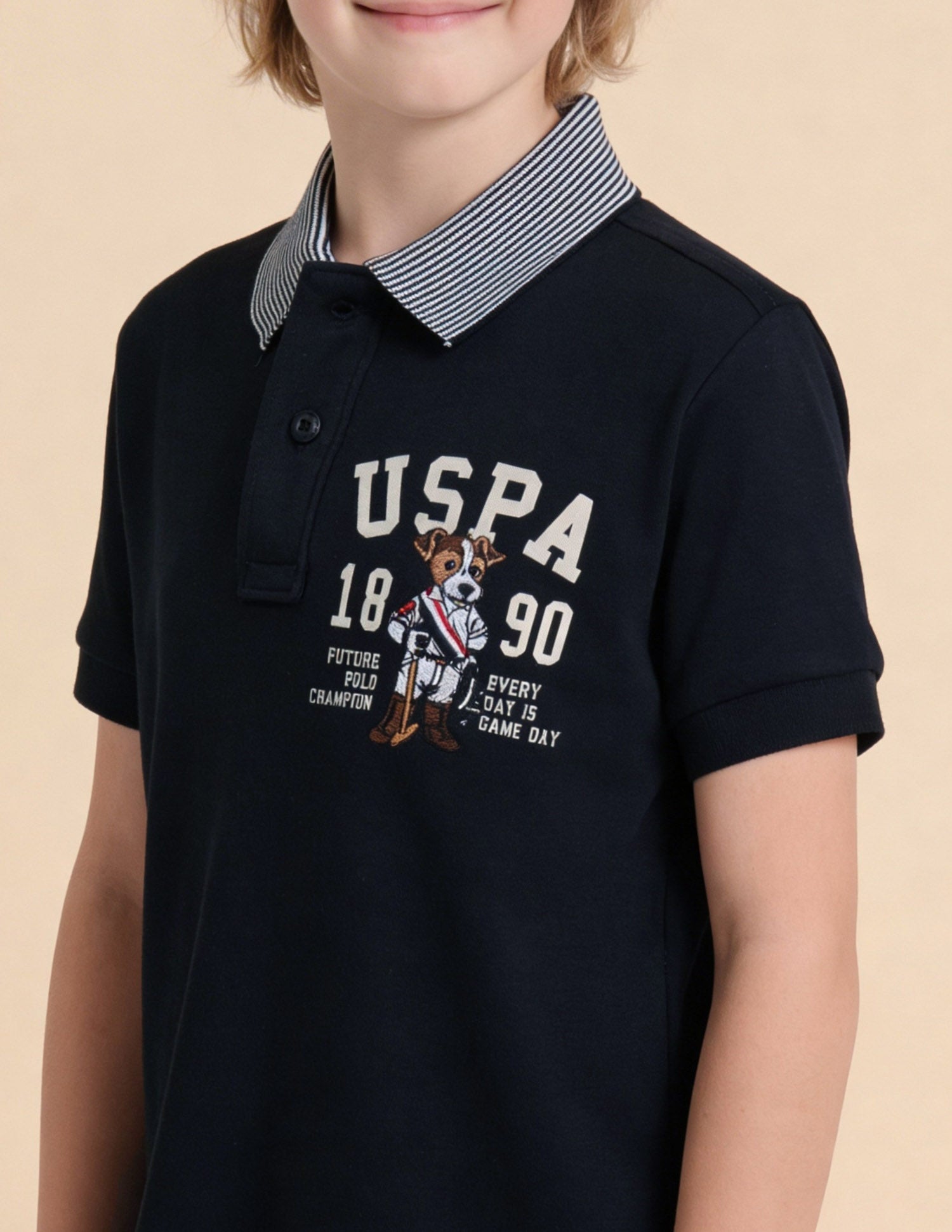 Graphic Brand Printed Regular Fit Polo Shirt Navy - U.S. Polo Assn. India | Large