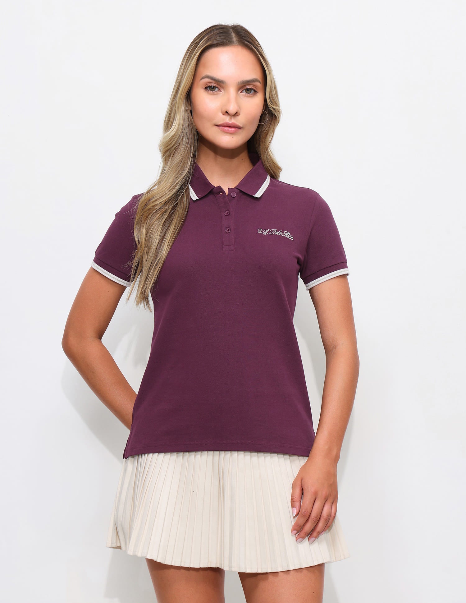 Tipped Collar Regular Fit Polo Shirt Purple - U.S. Polo Assn. India | Large