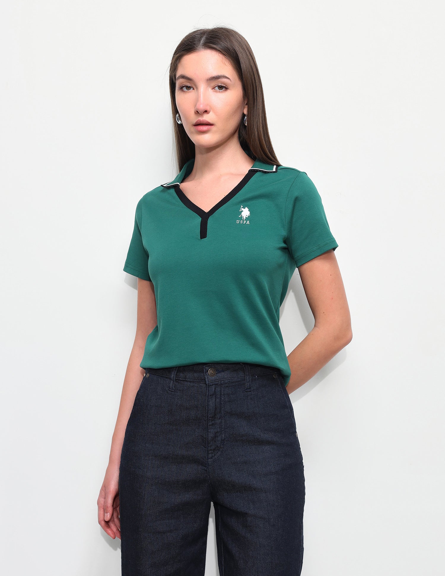 Solid Regular Fit Polo Shirt Dark Green - U.S. Polo Assn. India | Large