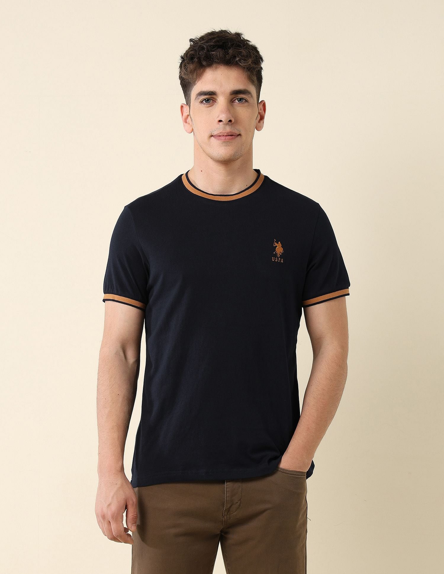 Solid Slim Fit T-Shirt Navy - U.S. Polo Assn. India | Large