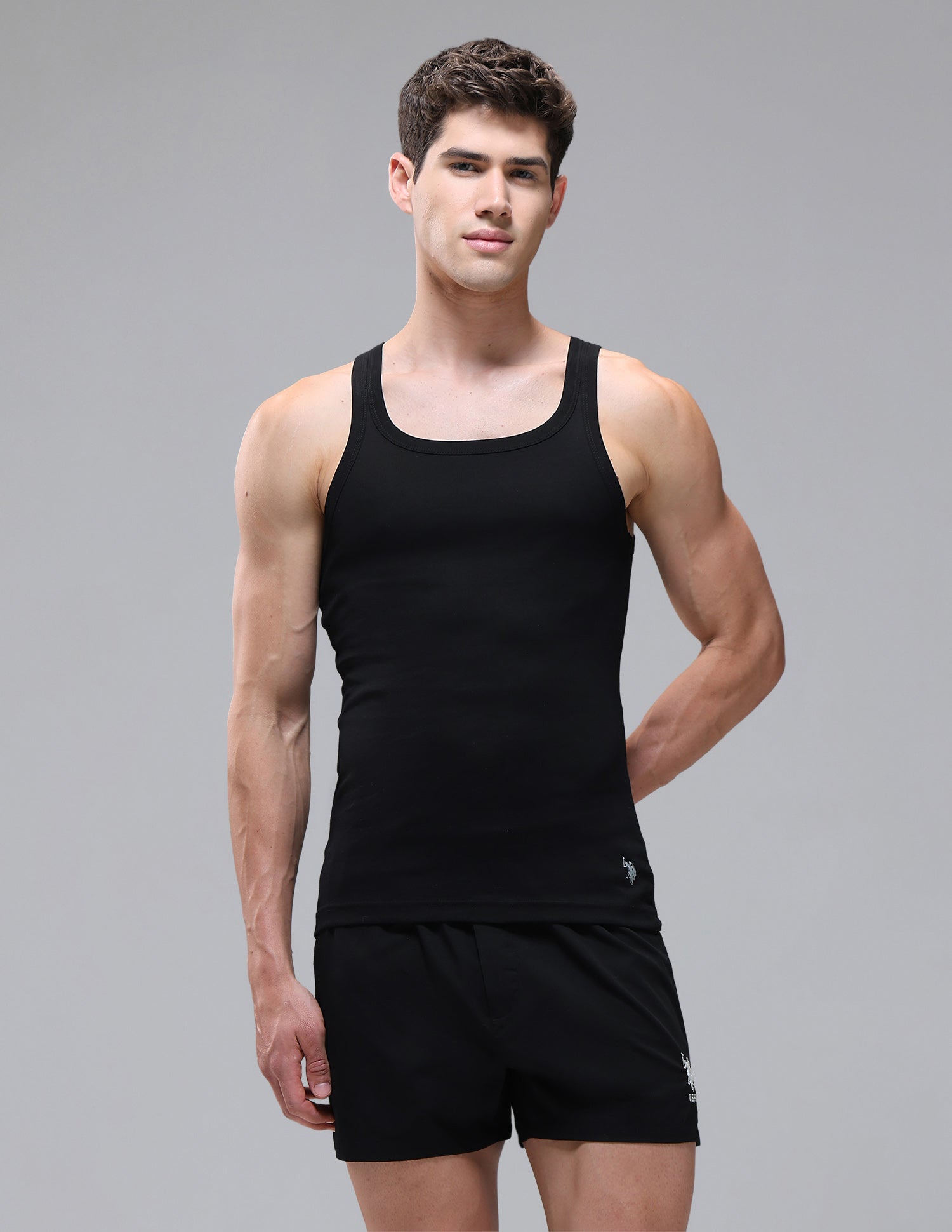 Pure Cotton EV006 Vest - Pack Of 1 Black - U.S. Polo Assn. India | Large