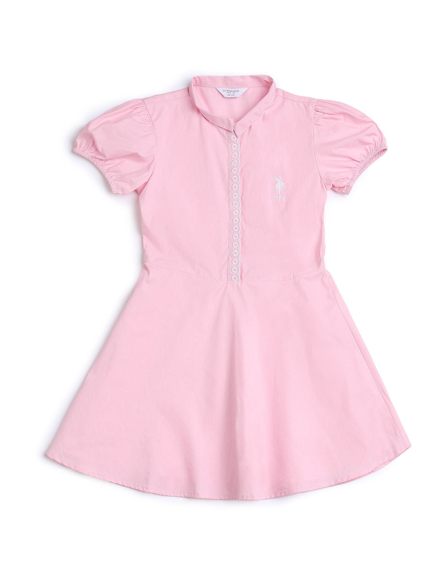 Girls Embroidered Fit & Flare Dress Pink - U.S. POLO ASSN. | Large
