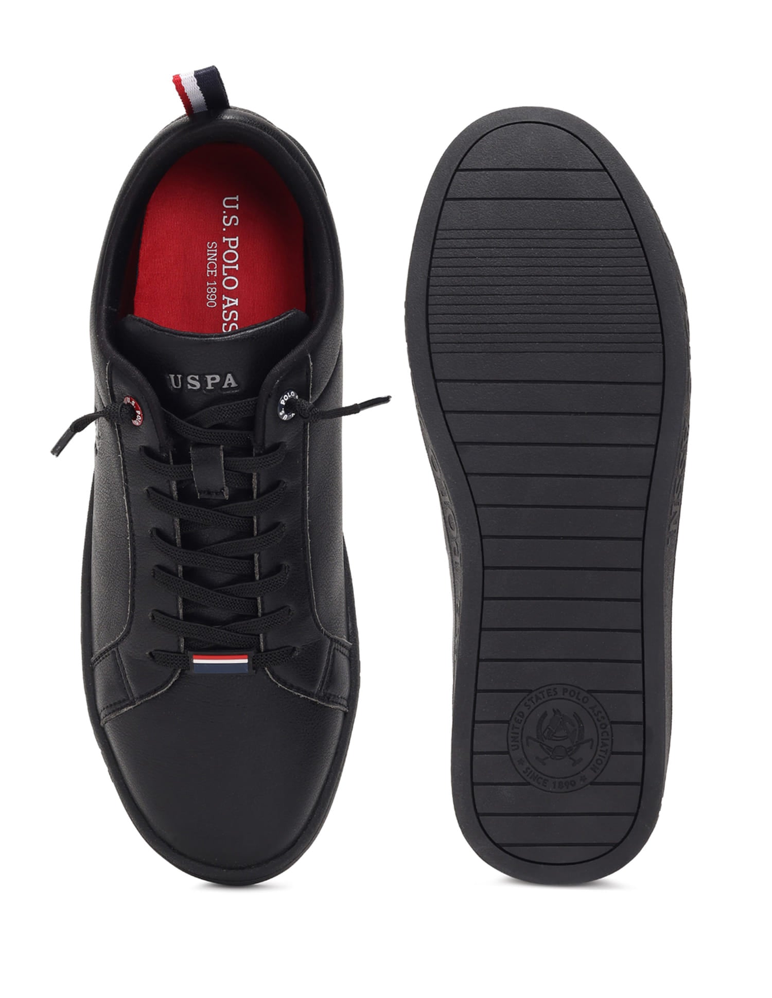 Men Solid Lace Up Dorit Sneakers Black - U.S. Polo Assn. India | Large