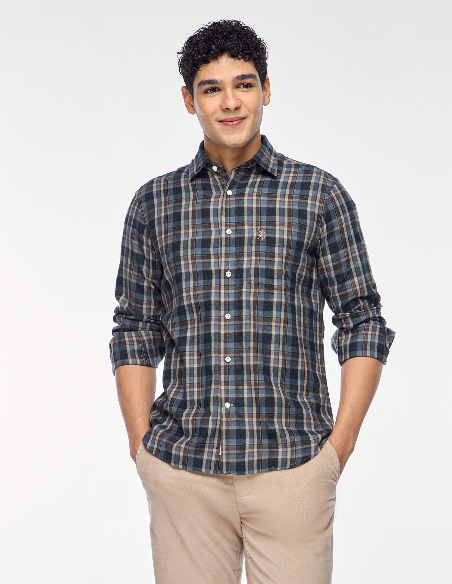 Plaid Checked Twill Shirt Grey - U.S. Polo Assn. India | Large