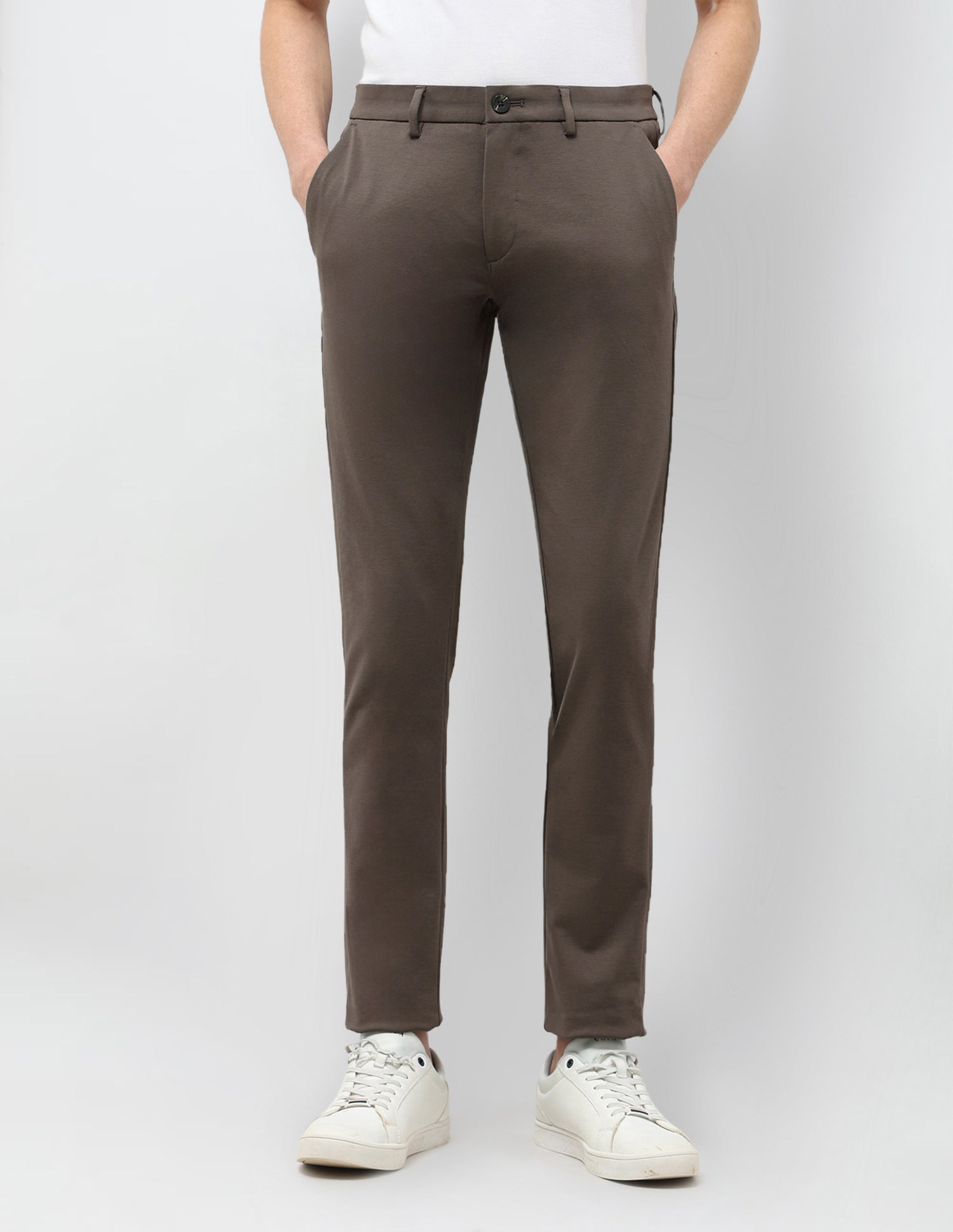 Satin Slim Fit Trousers Brown - U.S. Polo Assn. India | Large