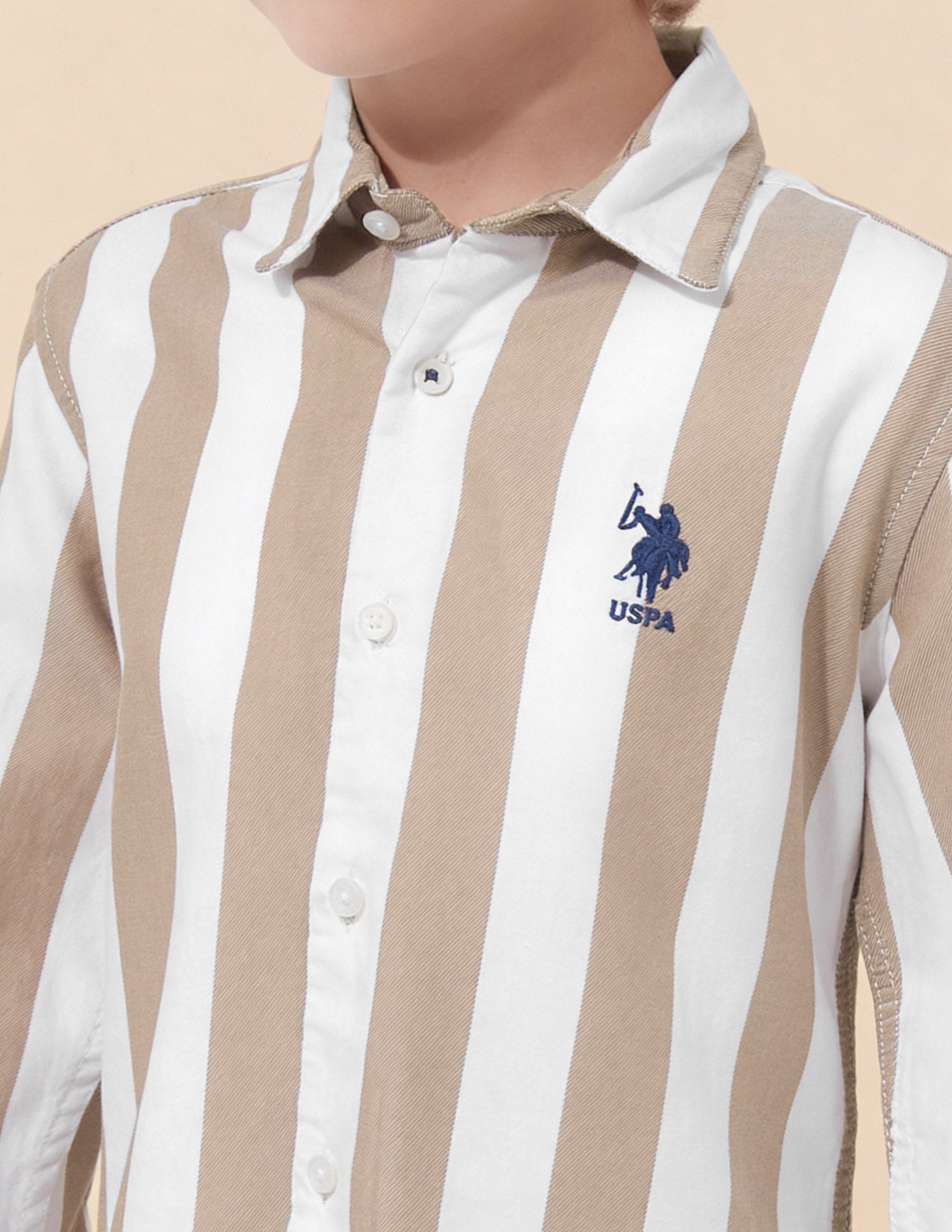 Vertical Striped Twill Shirt Brown - U.S. Polo Assn. India | Large