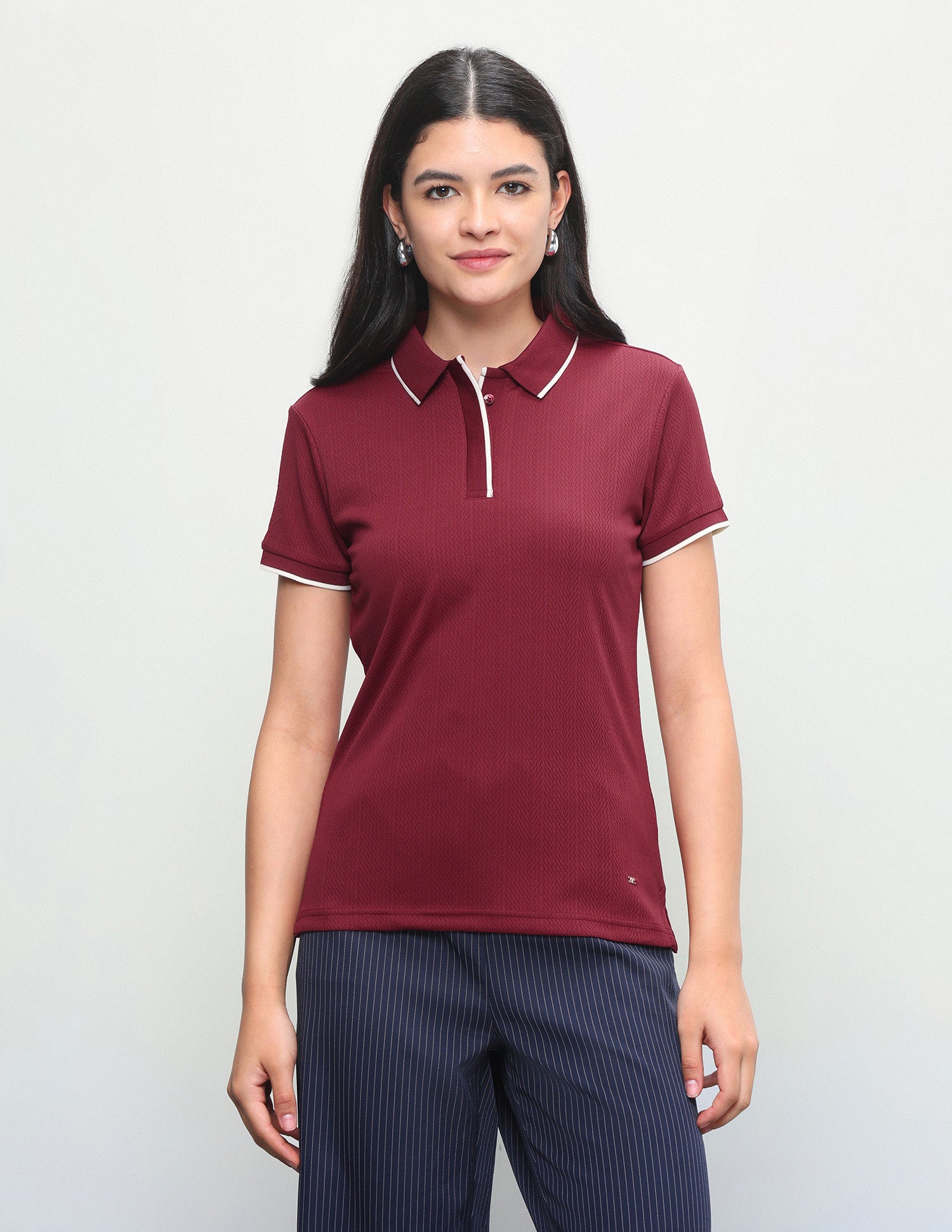 Textured Regular Fit Polo Shirt Maroon - U.S. Polo Assn. India | Large