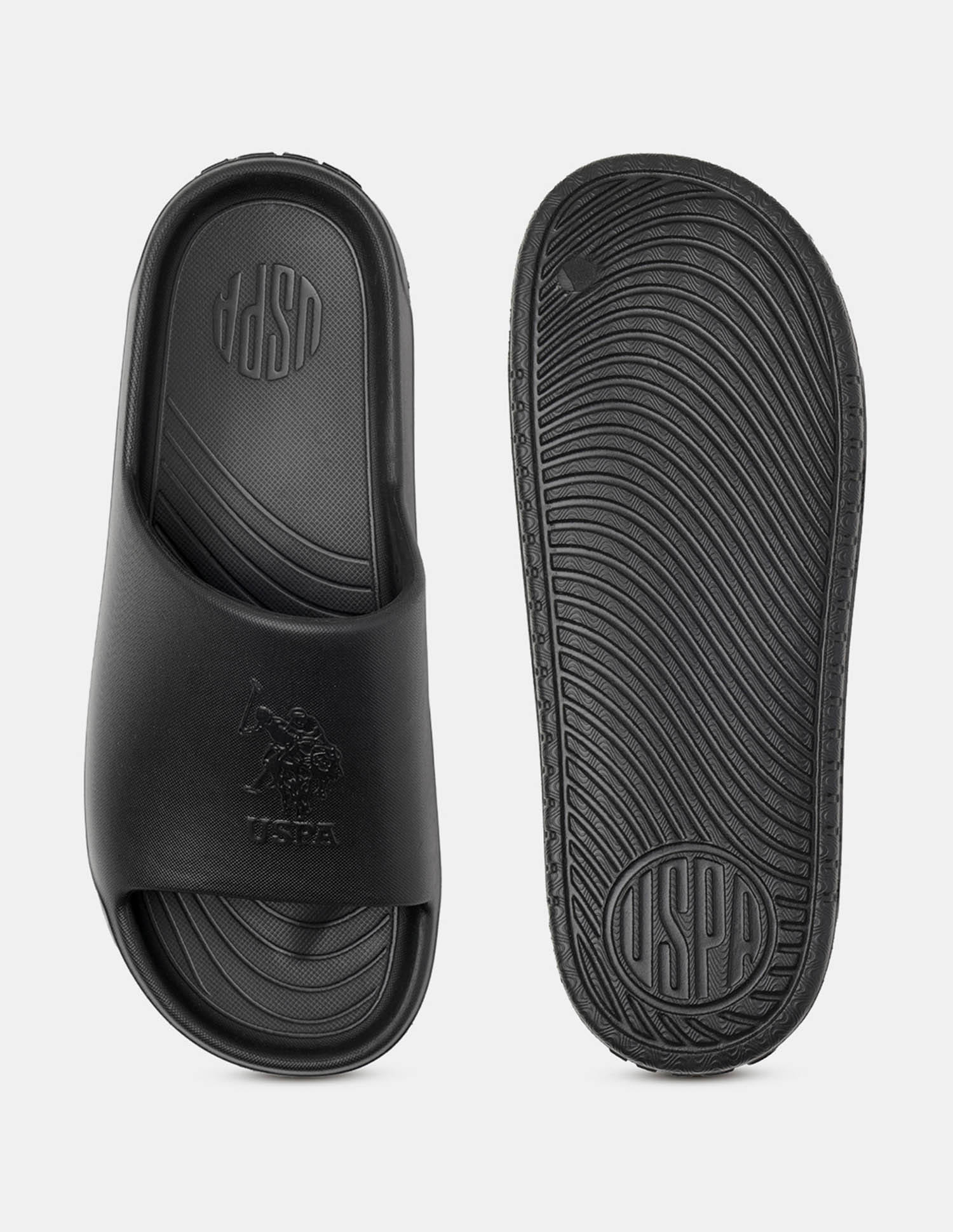 Men Palmer Open Toe Slippers Black - U.S. Polo Assn. India | Large
