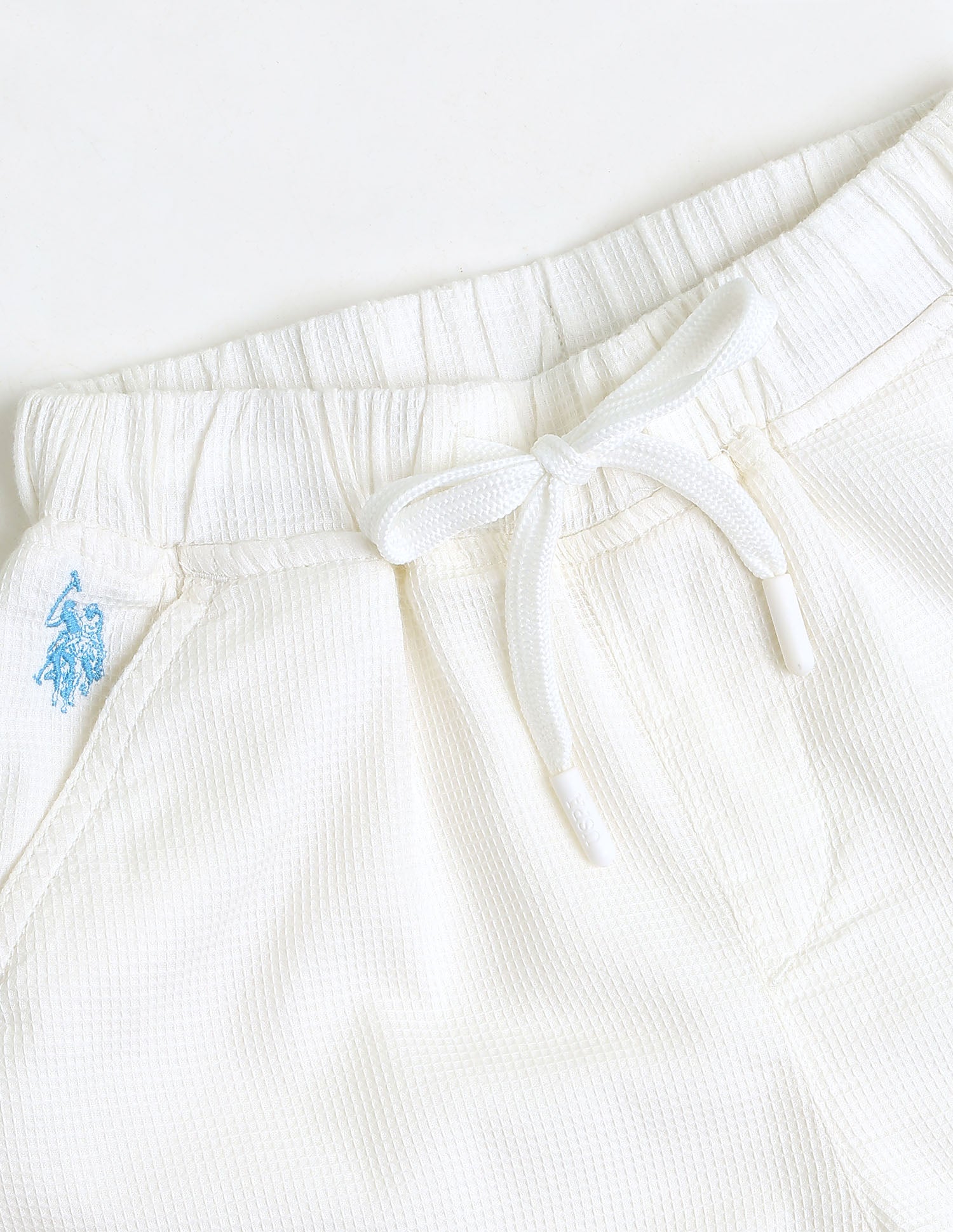 Boys Relaxed Fit Textured Shorts White - U.S. Polo Assn. India | Large