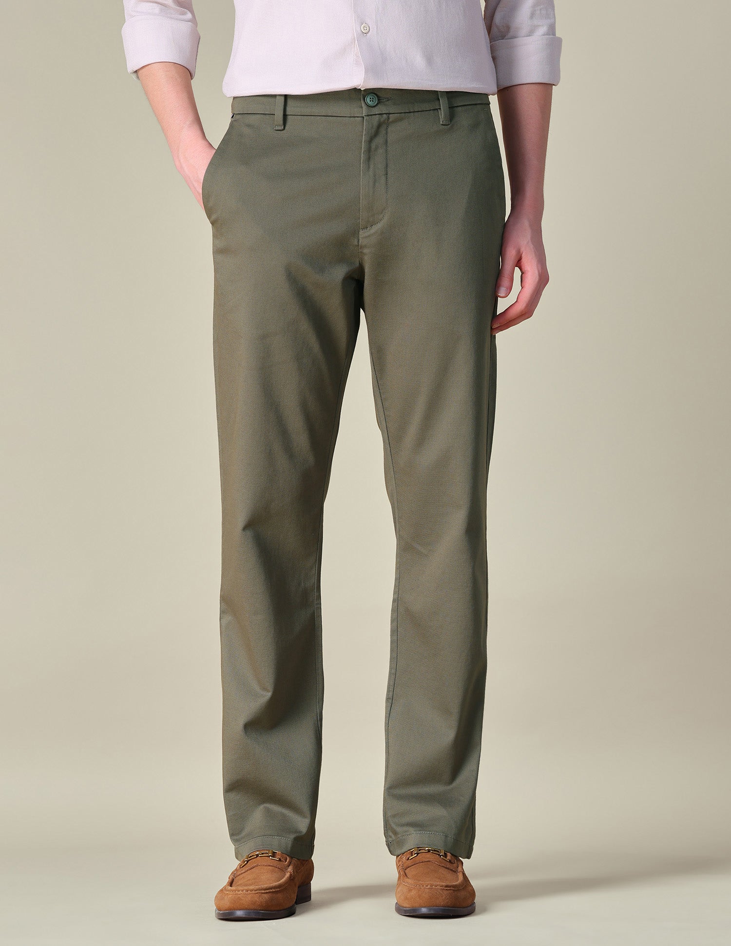Dobby Riley Straight Fit Trousers Olive - U.S. POLO ASSN. | Large