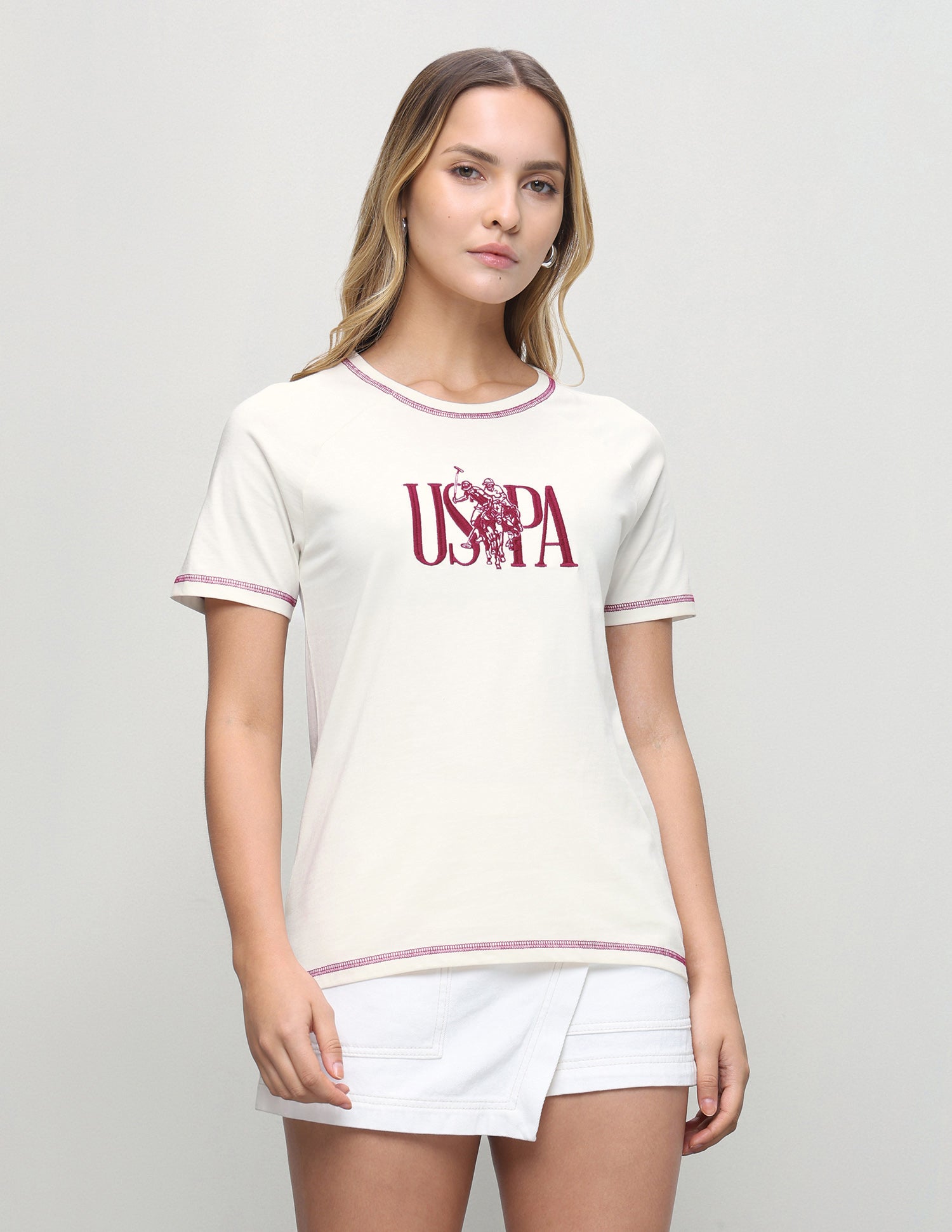 Brand Printed Regular Fit T-Shirt Off White - U.S. Polo Assn. India | Large
