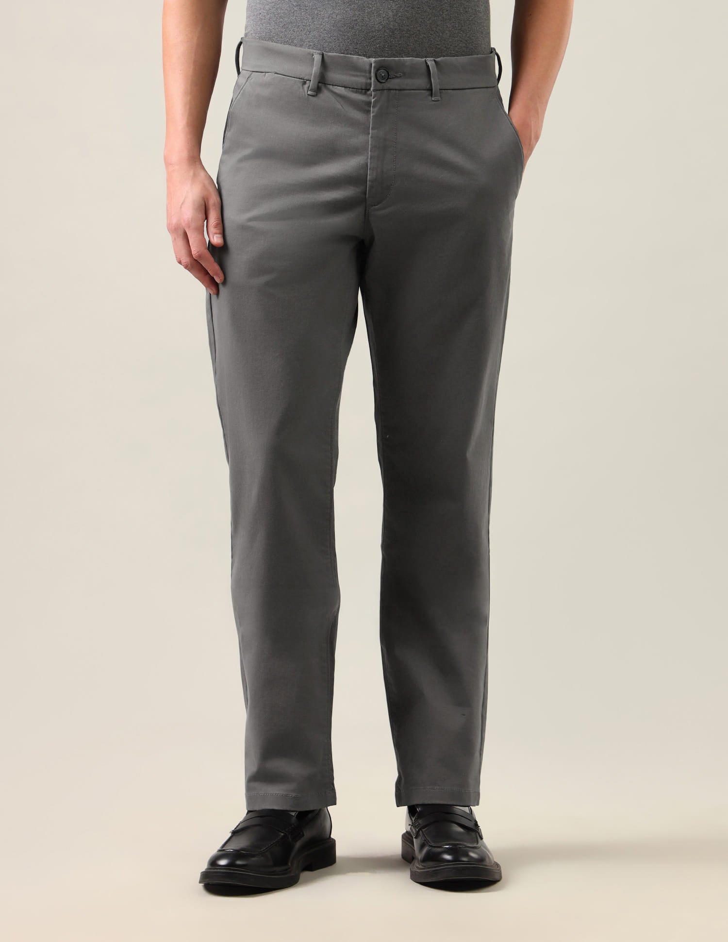 Riley Straight Fit Satin Trousers Grey - U.S. Polo Assn. India | Large