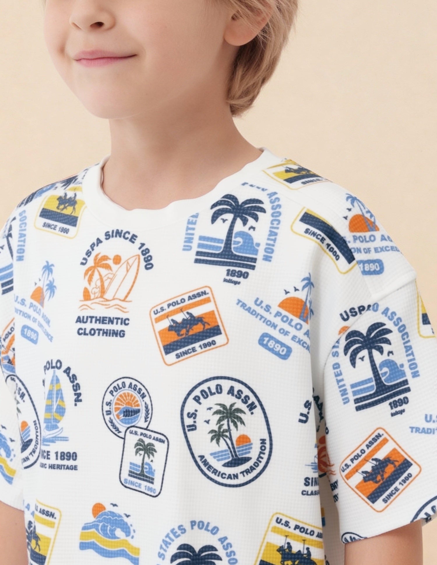 Boys Graphic Printed Oversized Fit T-Shirt White - U.S. Polo Assn. India | Large